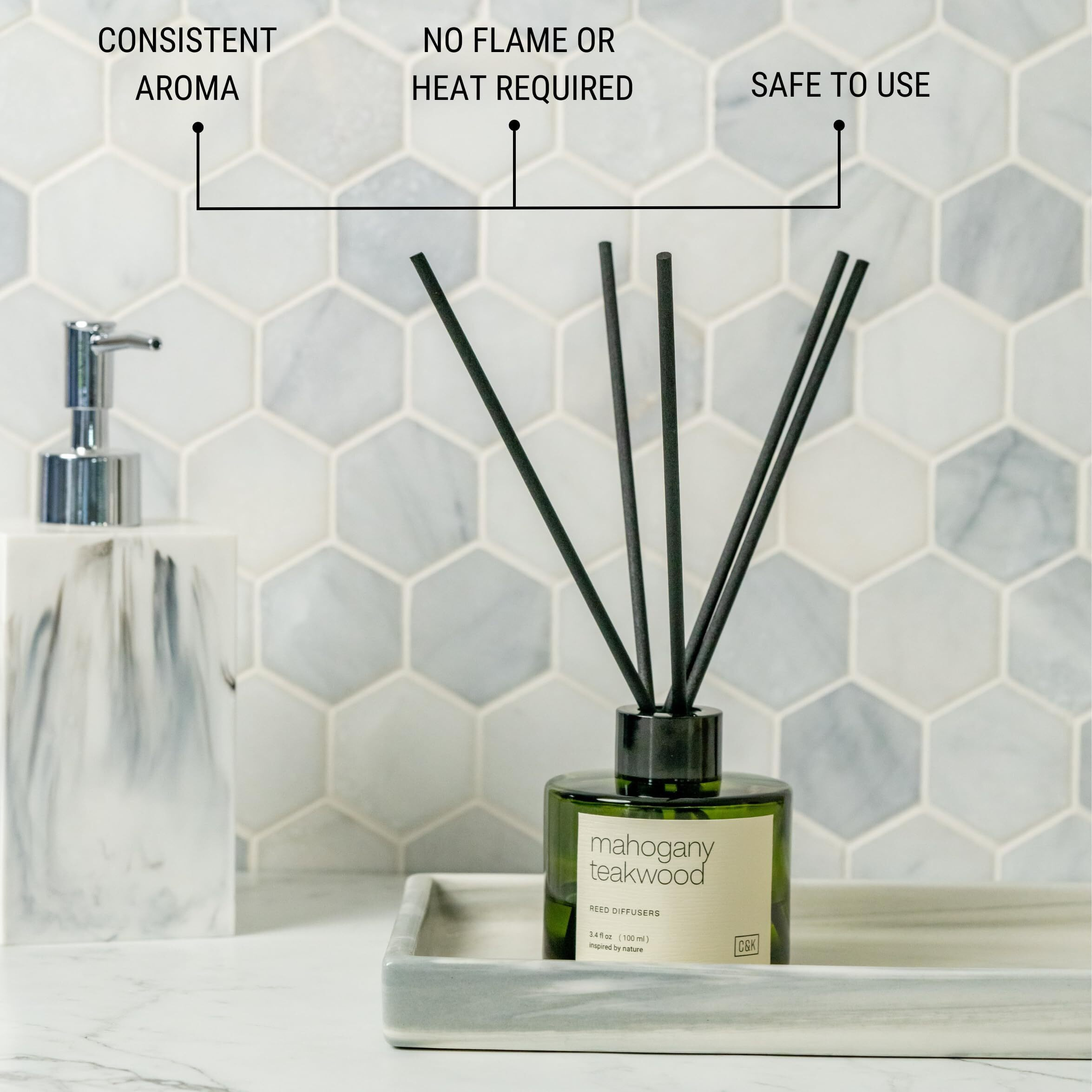 Craft & Kin Reed Diffuser Set Oakwood, Mahogany & Vetiver, Reed Diffusers For Home, Fragrance Diffuser Sticks, Oil Diffuser Sticks, Oil Diffuser With Sticks, Reed Diffuser For Men