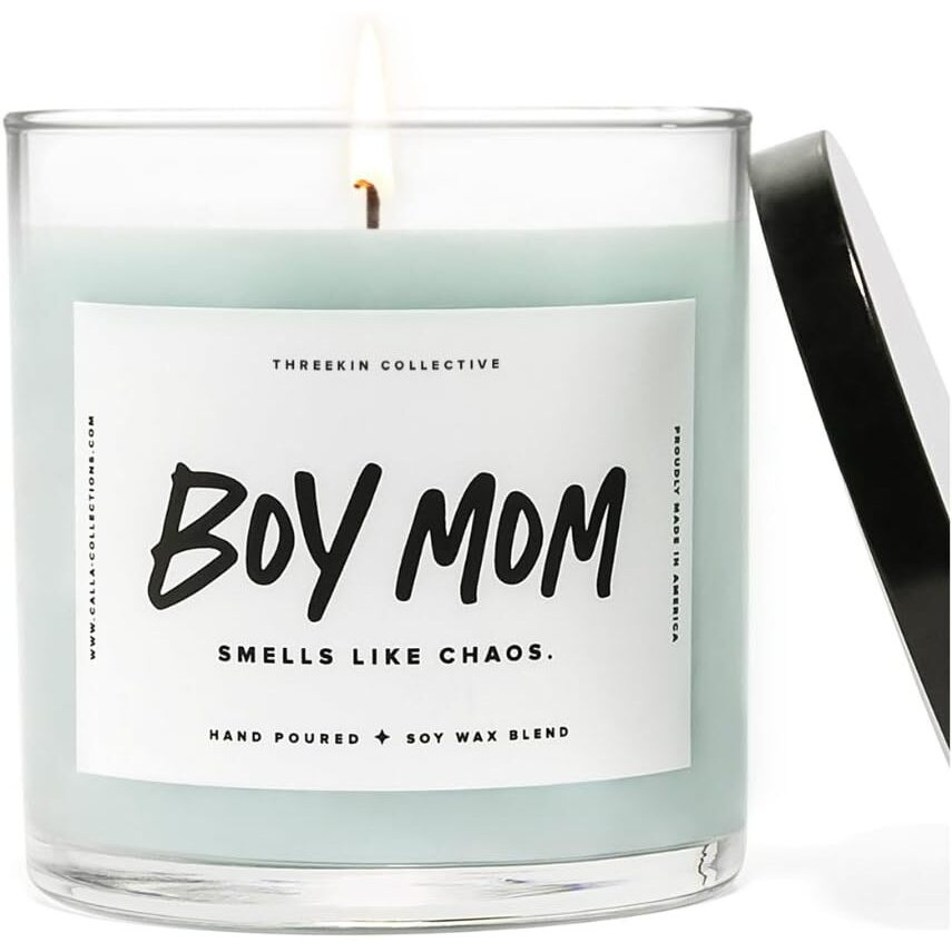 Threekin Scented Candles For Boy Mom, Natural Soy Wax Candles For Home, Relaxing Aromatherapy For Moms, Driftwood Essential Oils With A Hint Of Chaos, Long Lasting Candle Burns For 75 Hours