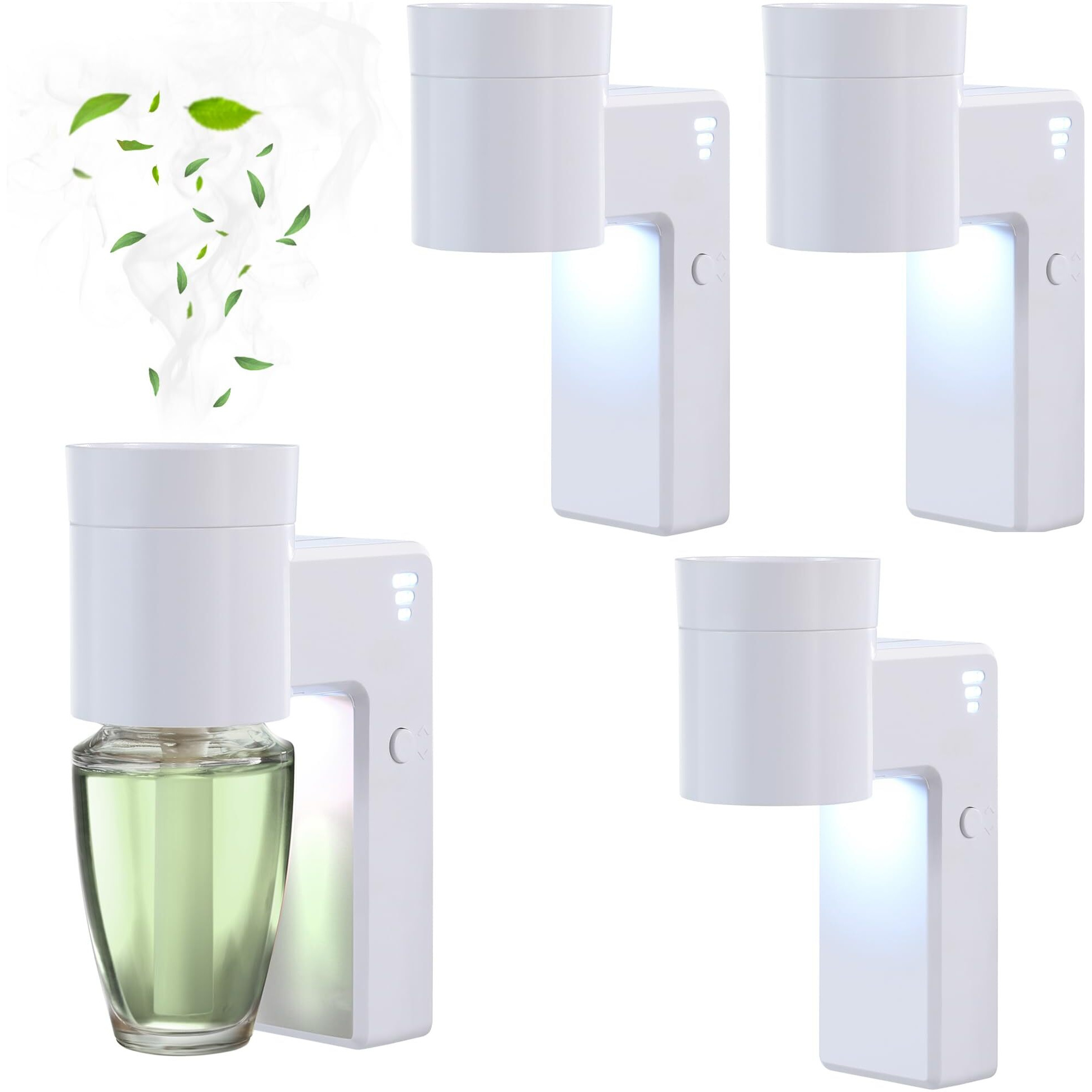4 Pcs Wall Fragrance Plug In With Night Light And Oil Diffuser Plug With Upgraded Fragrance Concentration Control, Compatible With Bath And Body Works Wallfower Plug For Home, White
