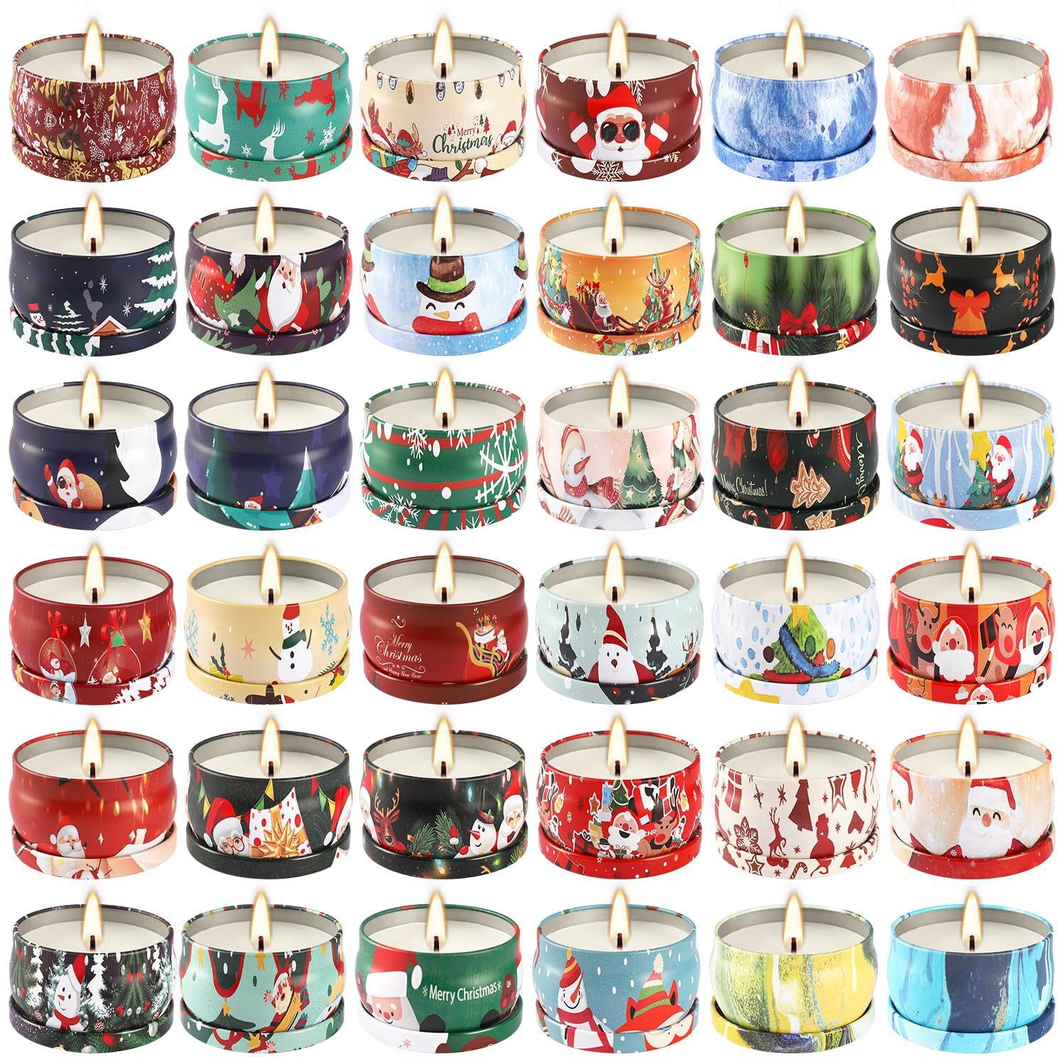 36Pack Christmasc Sets,Long Burning,2.5Oz Natural Soy Wax With Essential Oils Decorative Aromatherapy Candles For Christmas,Thanksgiving Gift, Home Scented