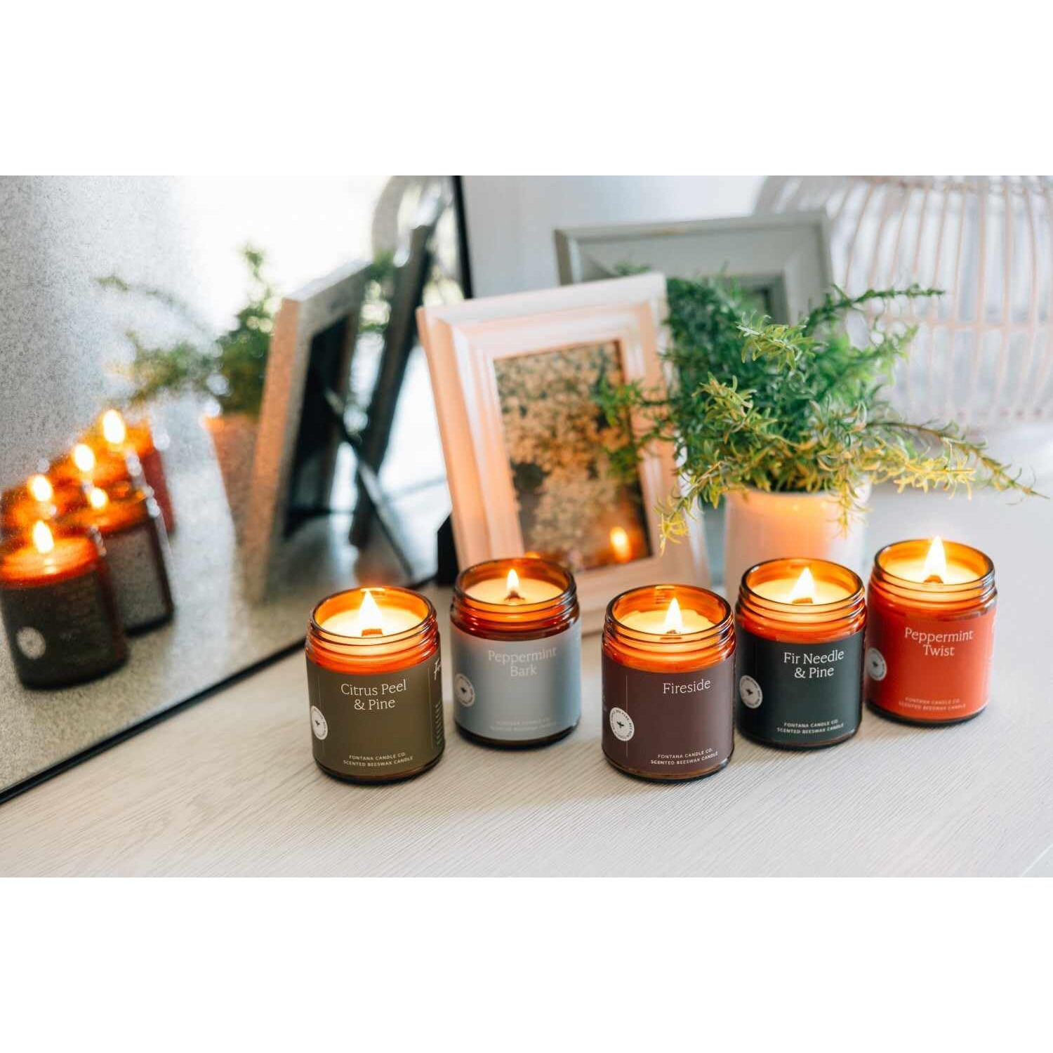 Fontana Candle Co - Citrus Peel & Pine Candle | Lightly Scented Candle | Made From Beeswax, Coconut Oil And Essential Oil | Wood Wick | Long Lasting | Clean Burn And Non Toxic