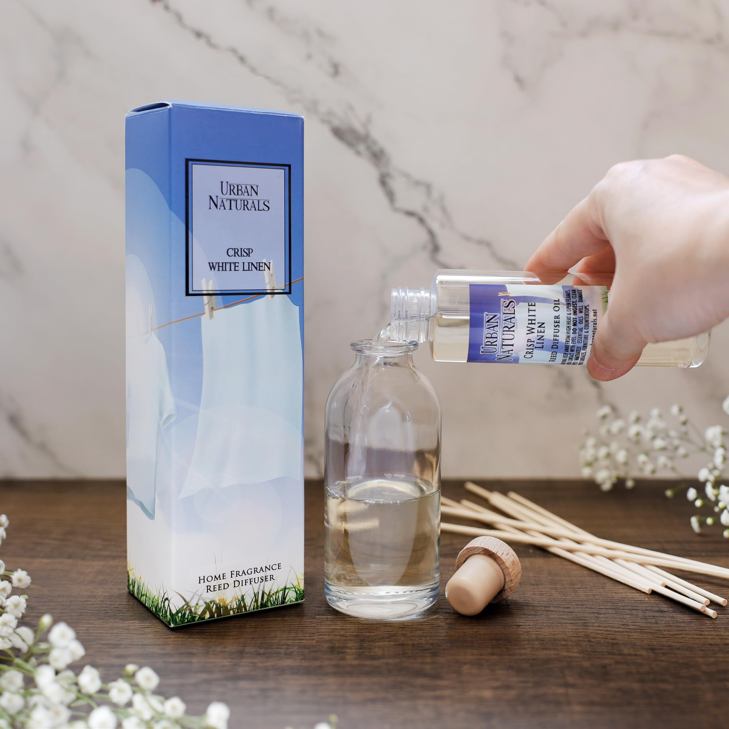 Urban Naturals Black Teakwood Reed Diffuser Scent Sticks Gift Set | Mahogany & Black Teakwood Blend With Lavender, Geranium & Oak Wood | Scented Oil For Mid To Large Size Rooms. Vegan. Made In The Usa