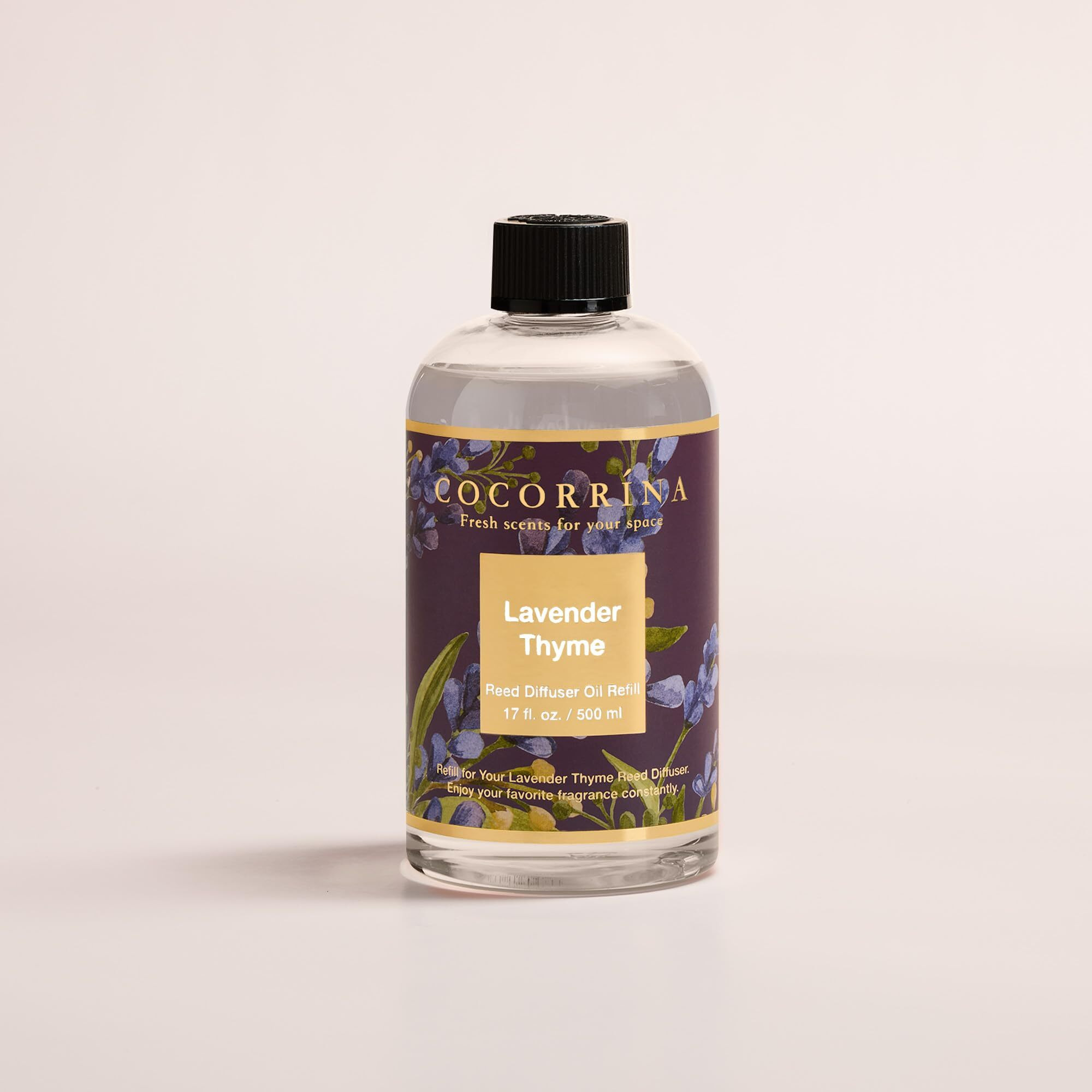 Cocorr  Na Reed Diffuser Oil Refill Lavender Thyme 17Oz (500Ml) With 8 Sticks - Premium Long-Lasting Essential Oil, Home Fragrance For Bedroom, Bathroom Home Decor