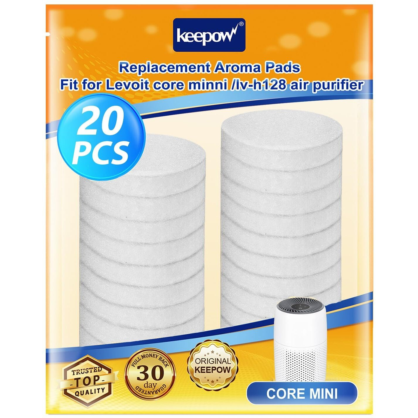 Keepow 20 Pack Aroma Pads Refills Compatible With Levoit Core Mini/Lv-H128 Air Purifier, Essential Oil Pads Replacement Aromatherapy Refill Pads