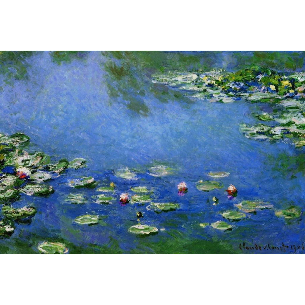 Laminated Claude Monet Water Lilies Nympheas 1906 Oil On French Impressionist Painting Poster Dry Erase Wall Art 12X18