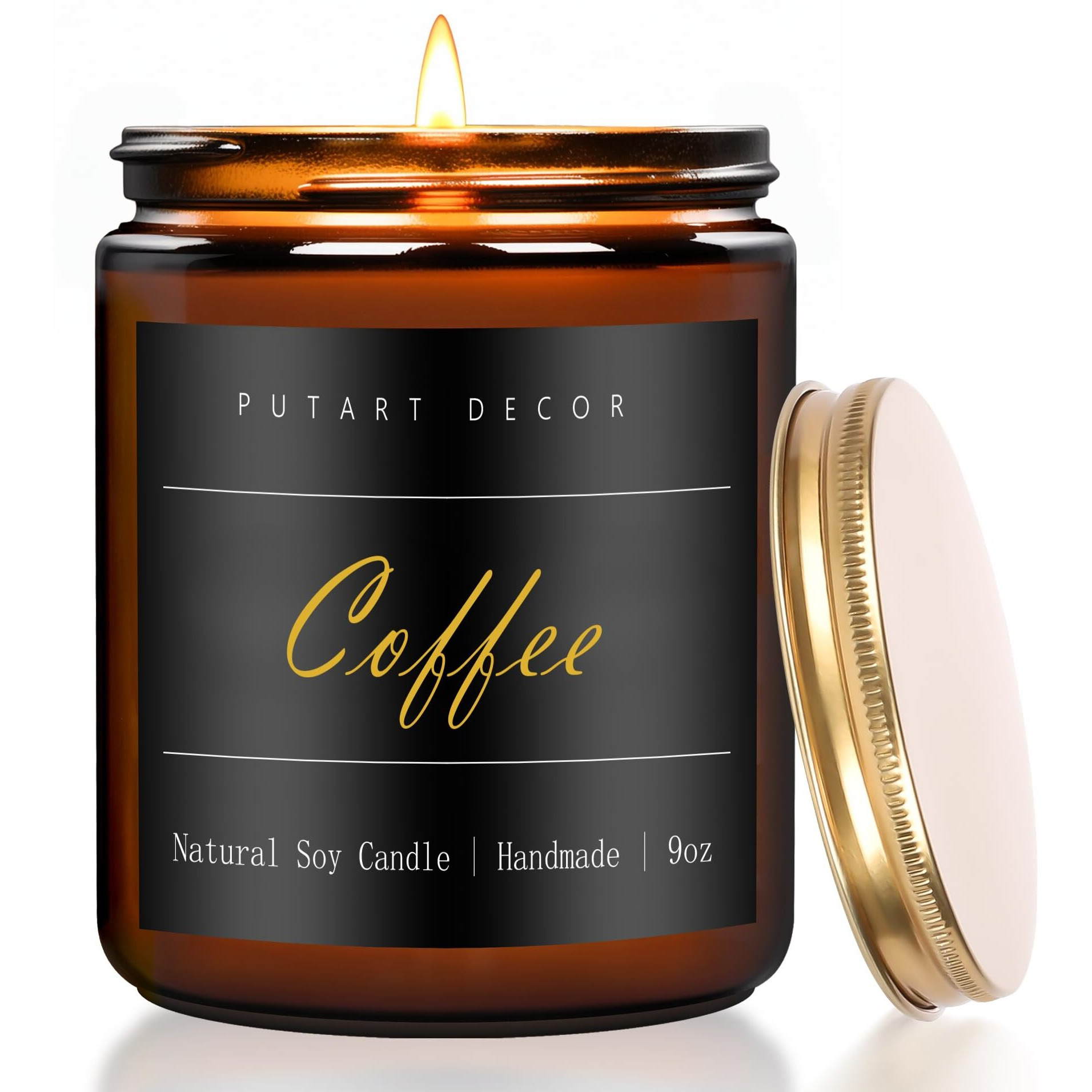 Putart Coffee Highly Scented Candle For Home, 9Oz Natural Soy Aromatherapy Non Toxic Candles With Essential Oil, Home Fragrance Stress Relief & Meditation Jar Candles Gifts For Women & Men