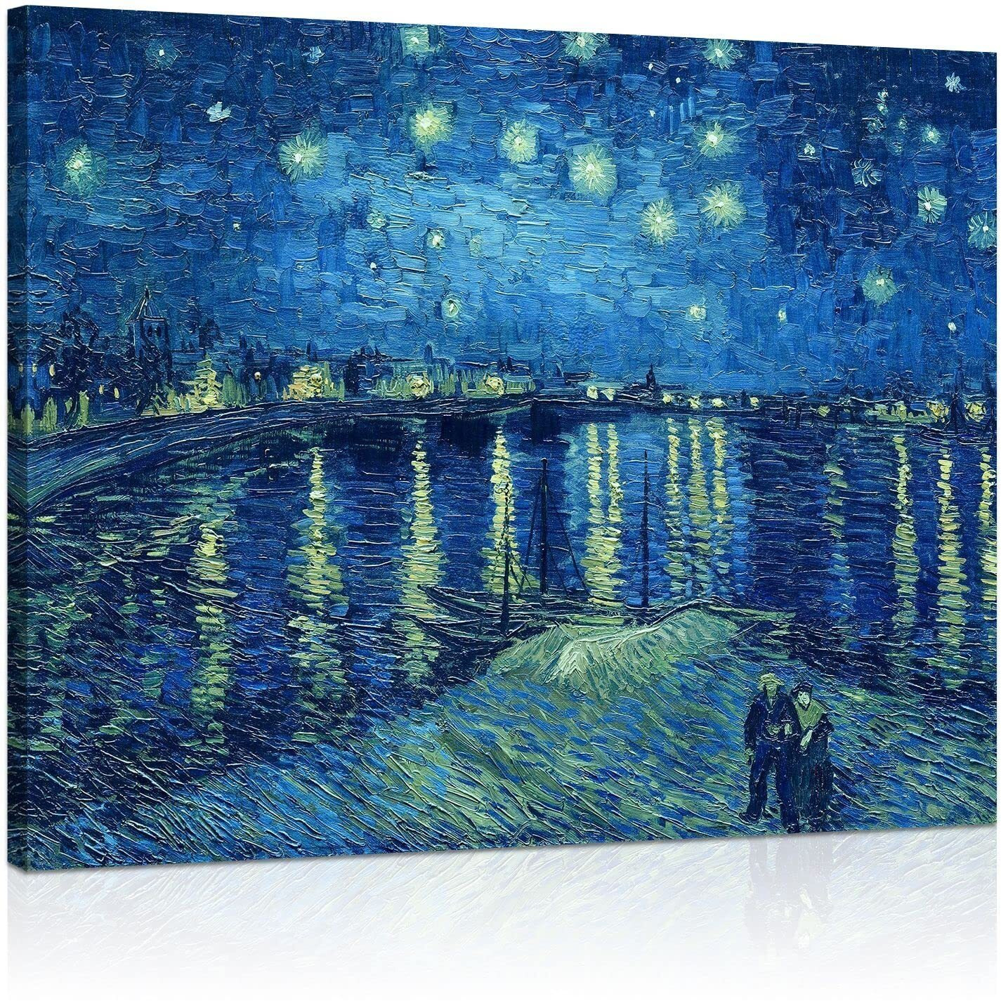 1 Kingo Van Gogh Canvas Wall Art Starry Night Over The Rhne Oil Painting Picture Reproduction Room Decor, Famous Art Prints Framed Poster Extra Large Modern Artwork Home Decoration 24"" X 30""