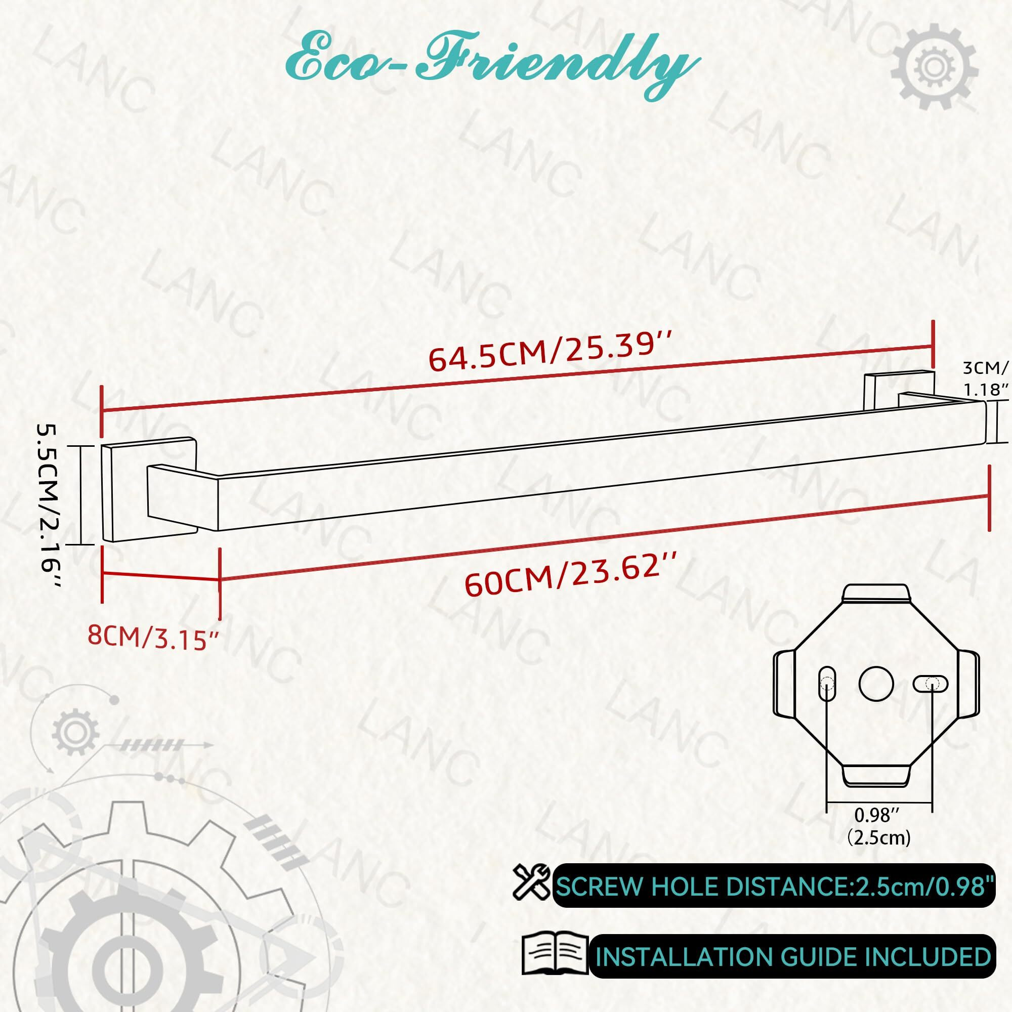 Lanc Orb Bath Towel Bar Bathroom Kitchen 24-Inch Towel Rack Oil Rubbed Bronze Towel Holder Wall Mounted Towel Hanger Towel Rod Stainless Steel Towel Rail 2 Pack,A8804-6Orb