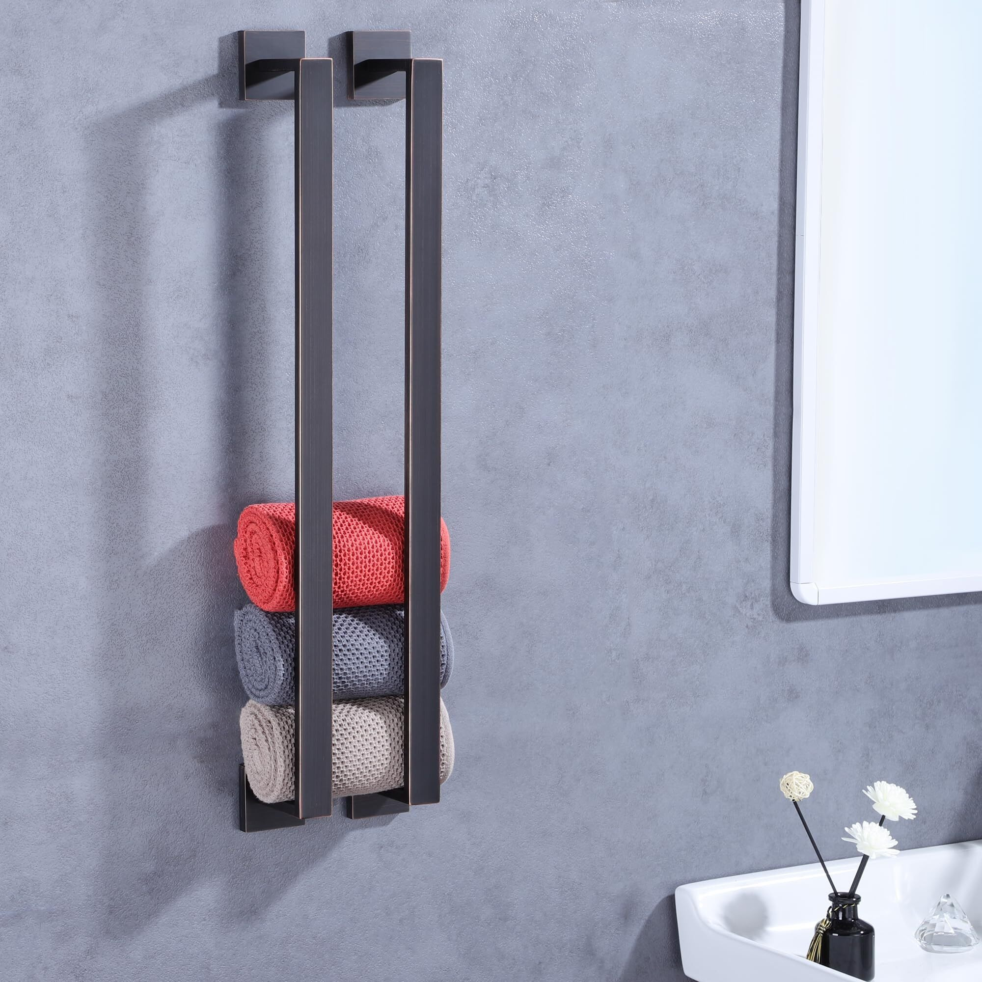 Lanc Orb Bath Towel Bar Bathroom Kitchen 24-Inch Towel Rack Oil Rubbed Bronze Towel Holder Wall Mounted Towel Hanger Towel Rod Stainless Steel Towel Rail 2 Pack,A8804-6Orb