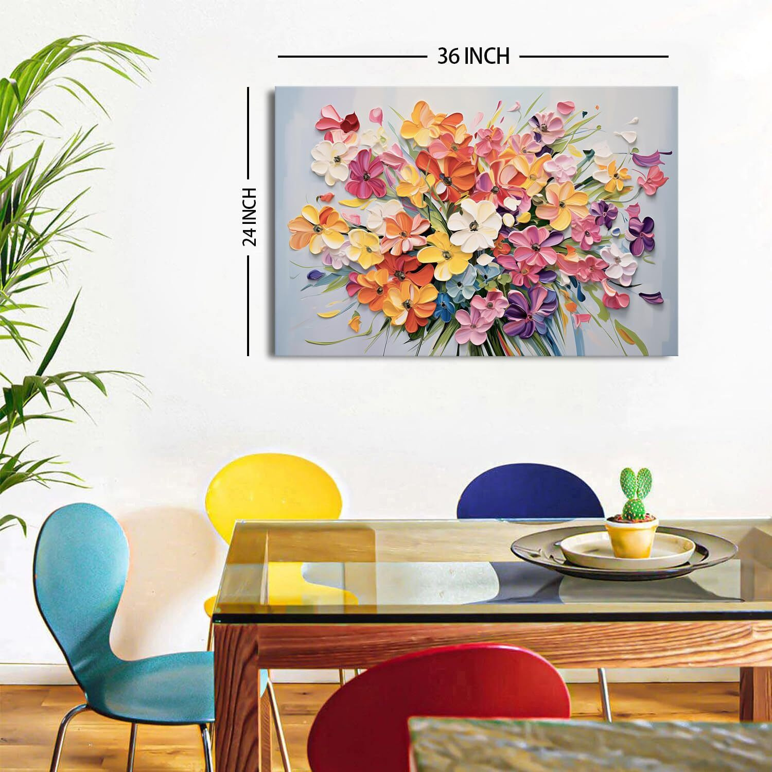 Burnt Orange Flower Pictures Wall Decor Aesthetic Daisy Wall Art For Girls Women Bedroom Decor Blooming Wildflower Oil Painting Canvas Prints Botanical Floral Artwork Bathroom Home Decoration 24X36""