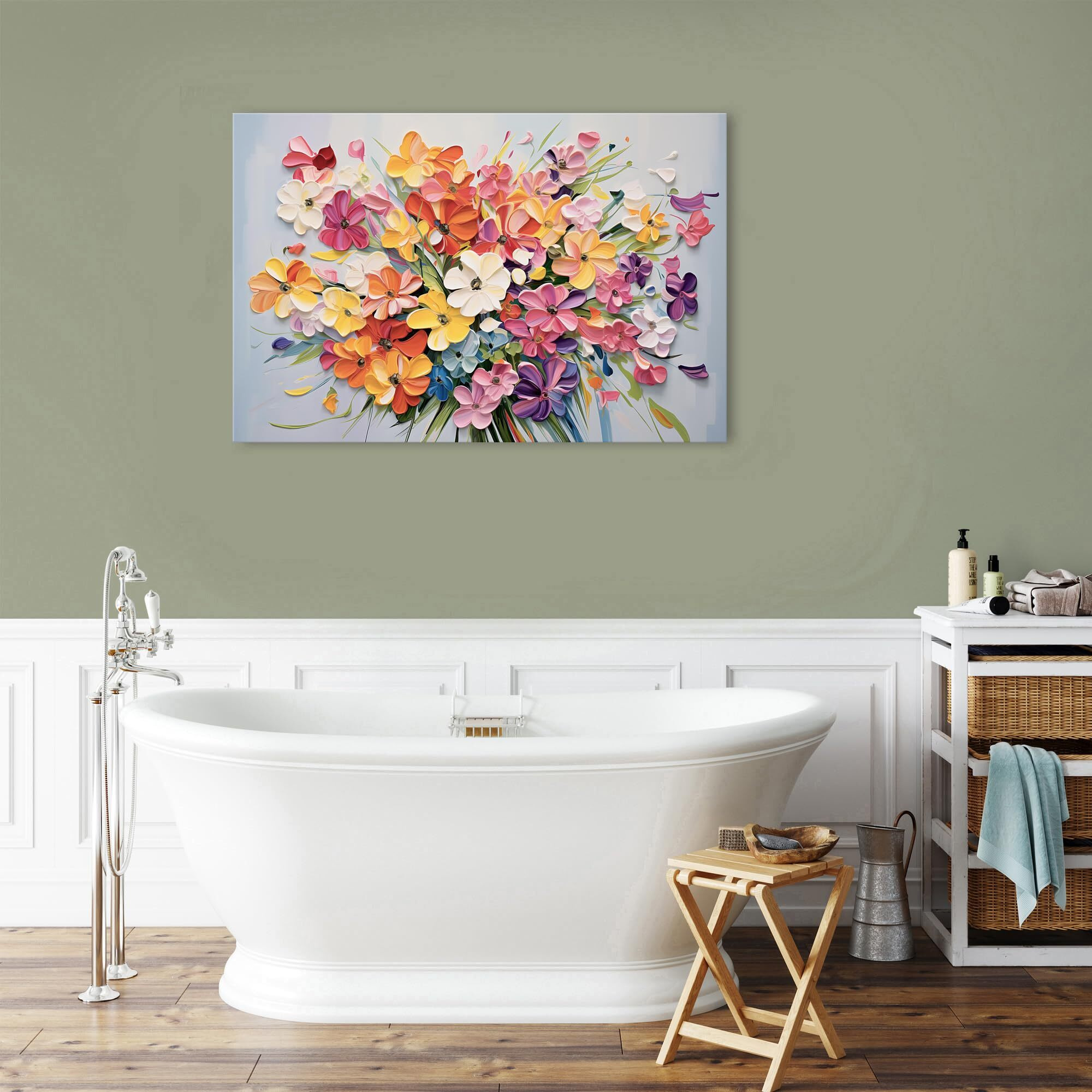 Burnt Orange Flower Pictures Wall Decor Aesthetic Daisy Wall Art For Girls Women Bedroom Decor Blooming Wildflower Oil Painting Canvas Prints Botanical Floral Artwork Bathroom Home Decoration 24X36""