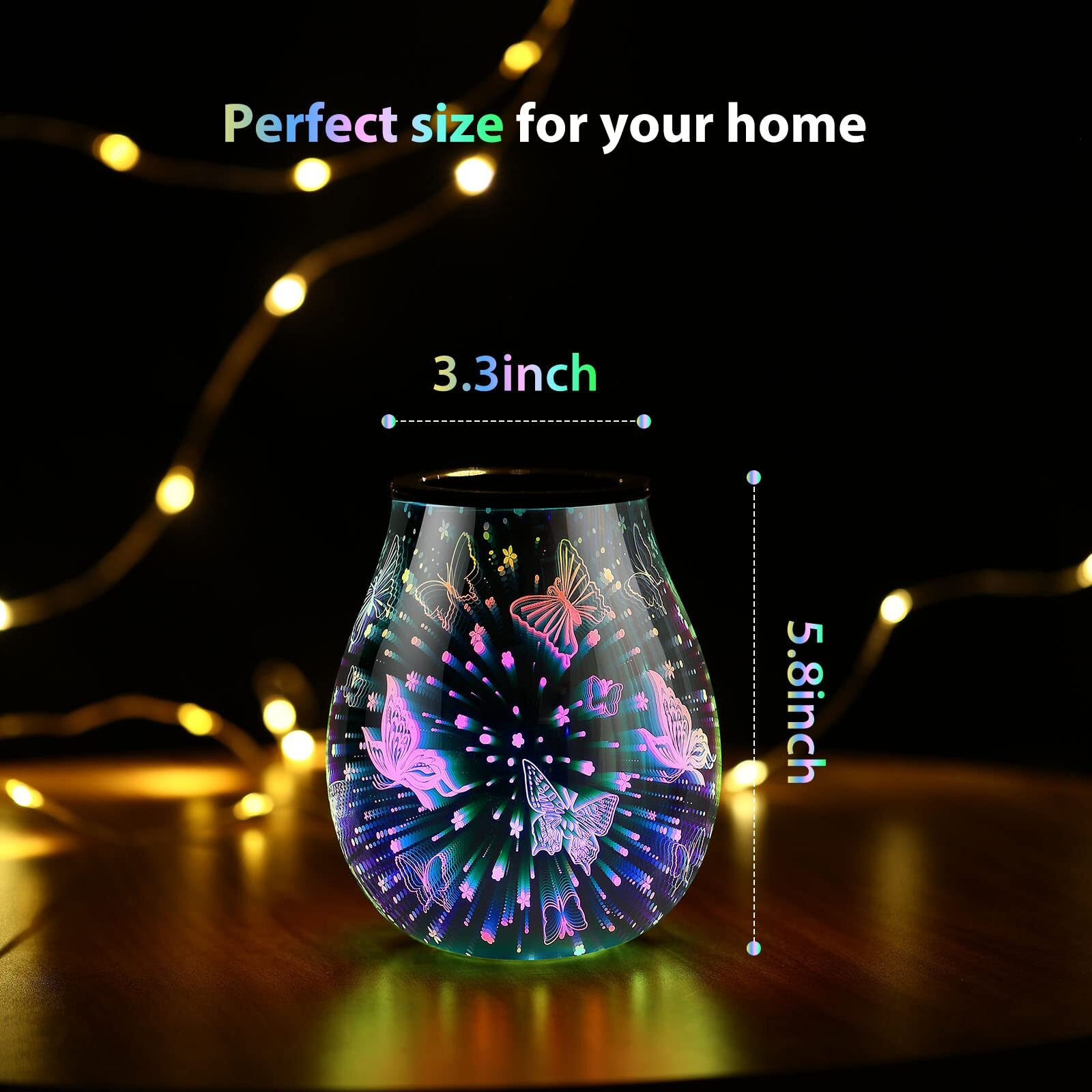 Inrorans Electric Wax Melt Oil Burner Warmer Scent 3D Butterfly 7 Led Colour Changing Night Light Lamp For Kitchen Bathroom Living Room Office Decor