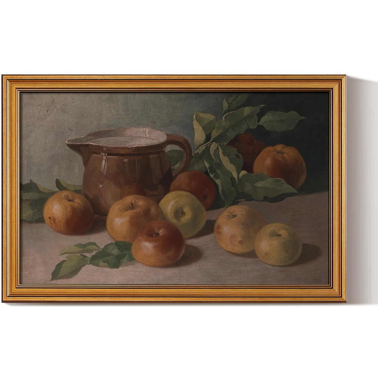 Huarcey Gold Framed Vintage Wall Art For Living Room, Harvest Apples Still Life Oil Painting Artwork Shelf Decor Abstract Wall Pictures Large Prints Farmhouse Fruit Room Decor Bedroom Kitchen Bathroom