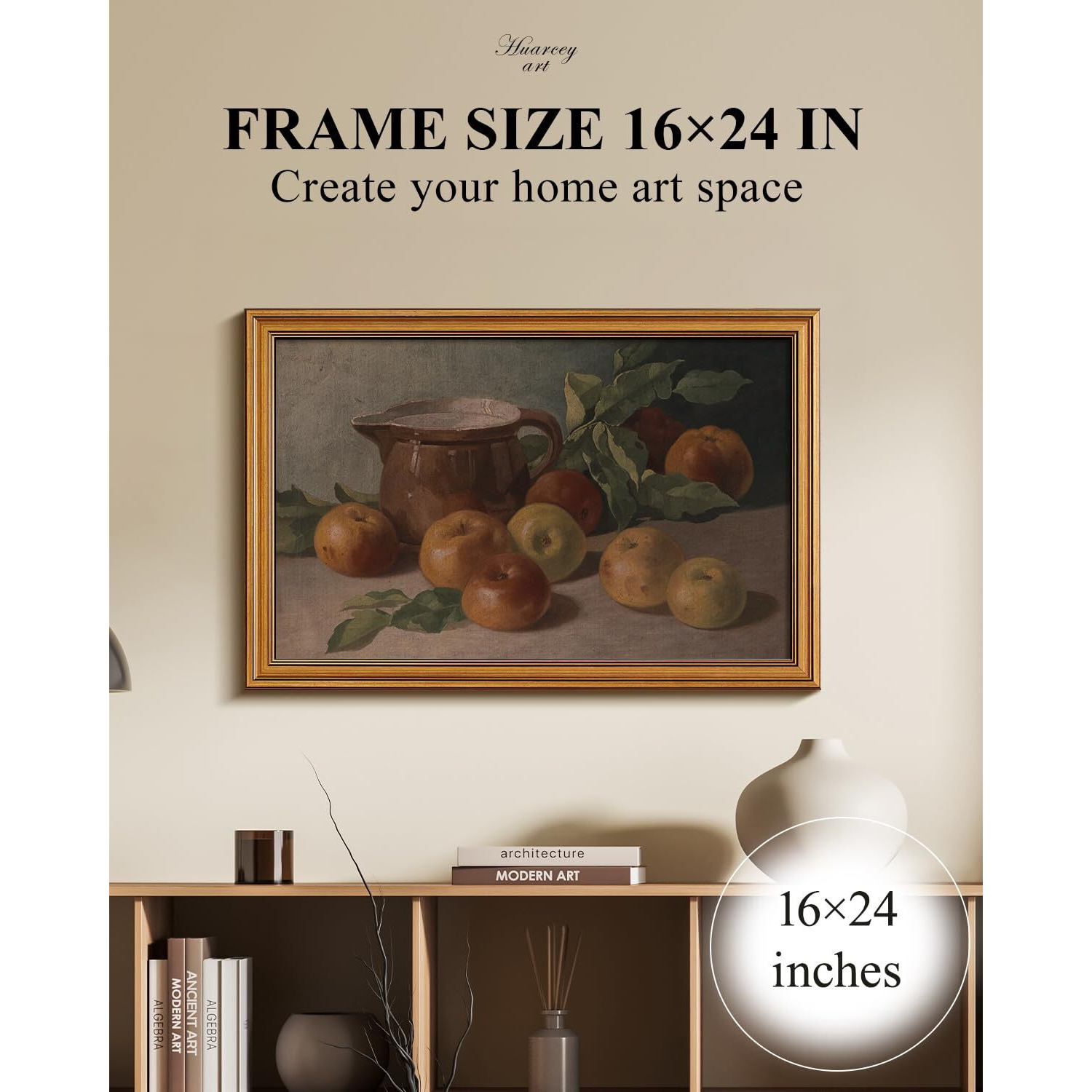 Huarcey Gold Framed Vintage Wall Art For Living Room, Harvest Apples Still Life Oil Painting Artwork Shelf Decor Abstract Wall Pictures Large Prints Farmhouse Fruit Room Decor Bedroom Kitchen Bathroom