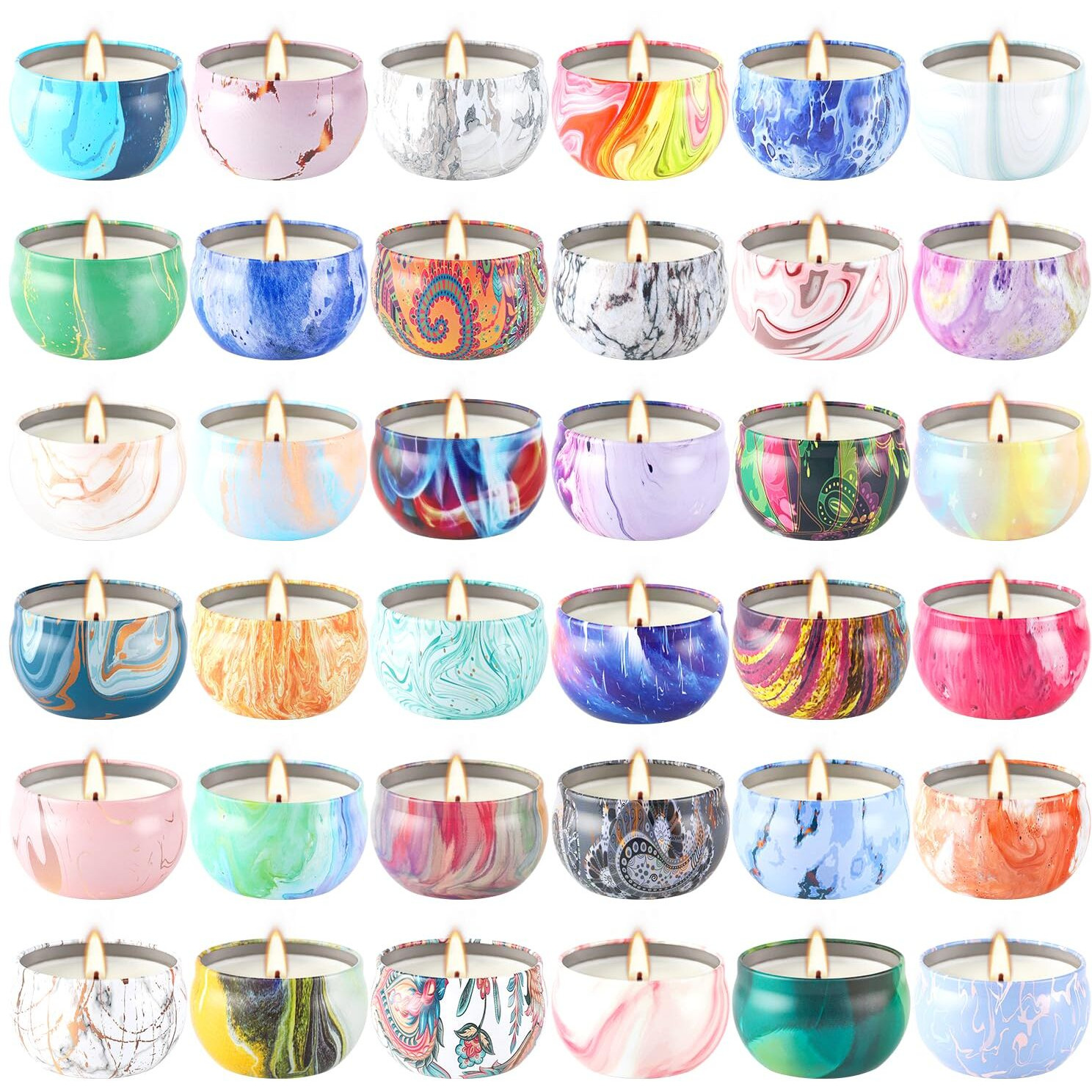 Set Of 36 Scented Candle Gift Set,Natural Pure Soy Wax Aromatherapy Candles Essential Oils For Home And Women