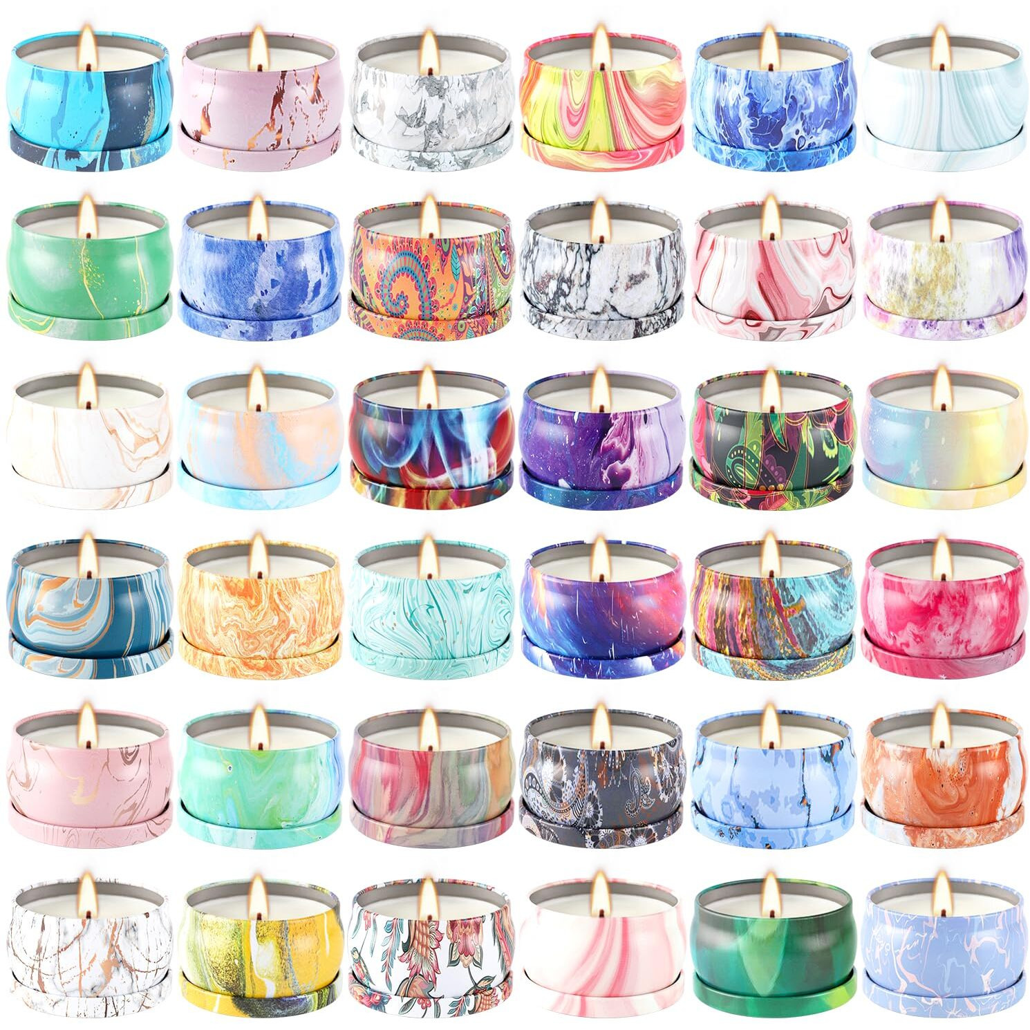 Set Of 36 Scented Candle Gift Set,Natural Pure Soy Wax Aromatherapy Candles Essential Oils For Home And Women