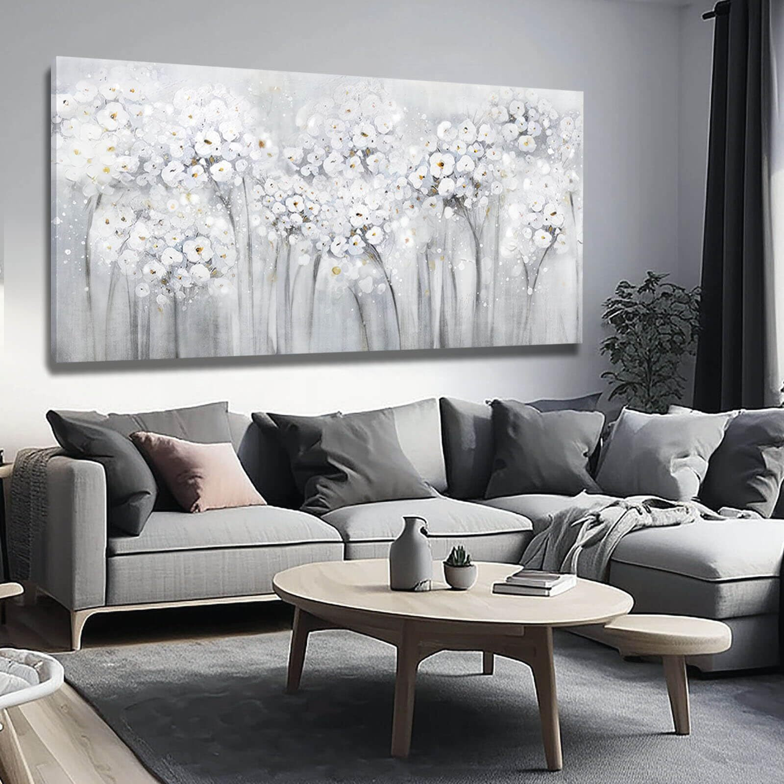 Wall Decor For Living Room Landscape Artwork Blossom Oil Paintings For Bedroom Kitchen Office Home Decorations 29"&quotX58""