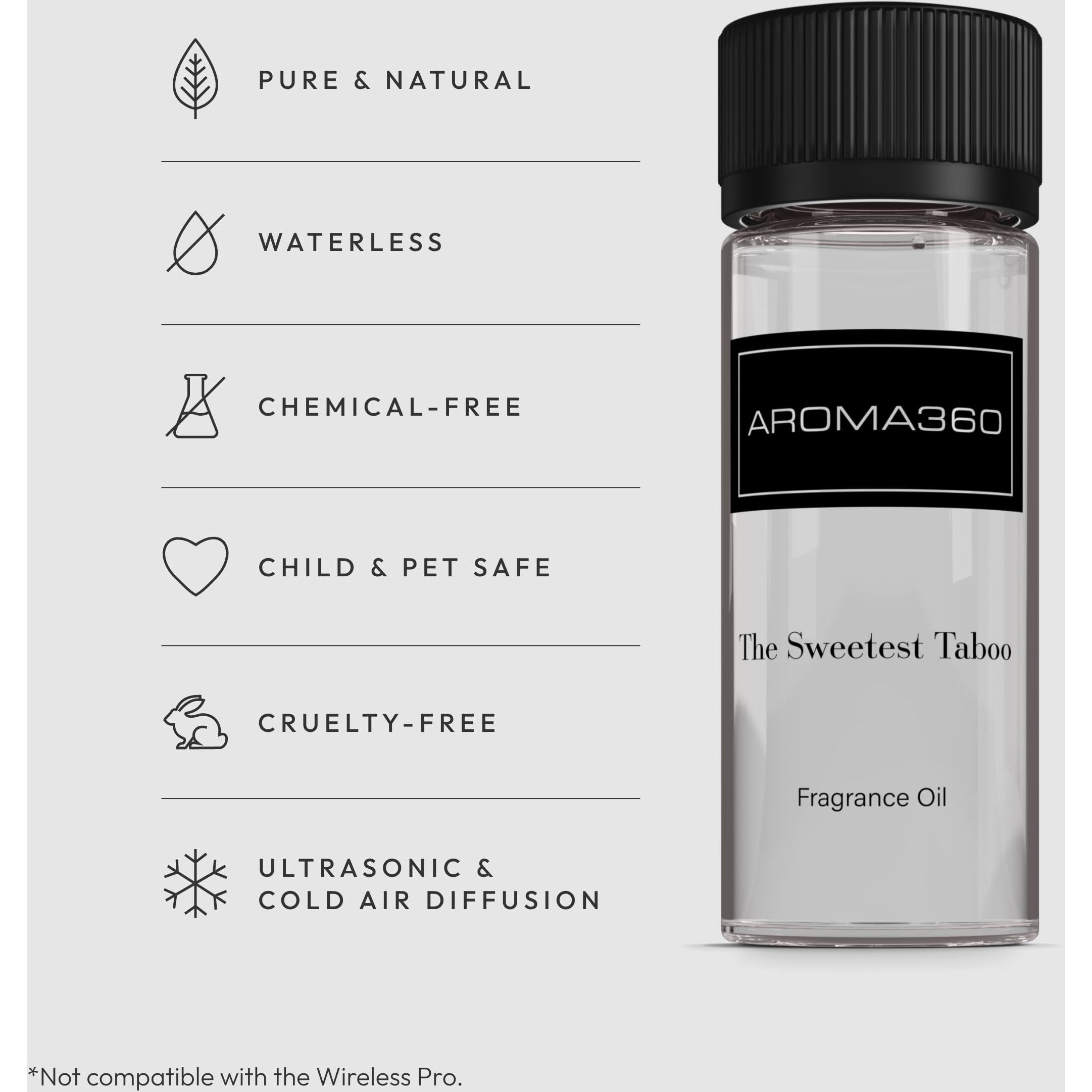 Aroma360 - The Sweetest Taboo Fragrance Oil Scent - Luxury Aromatherapy Scent Diffuser Oil - Hints Of Lemon Crme, Pomegranates, & Raspberries - For Essential Oil Diffusers - For Home & Office - 50Ml