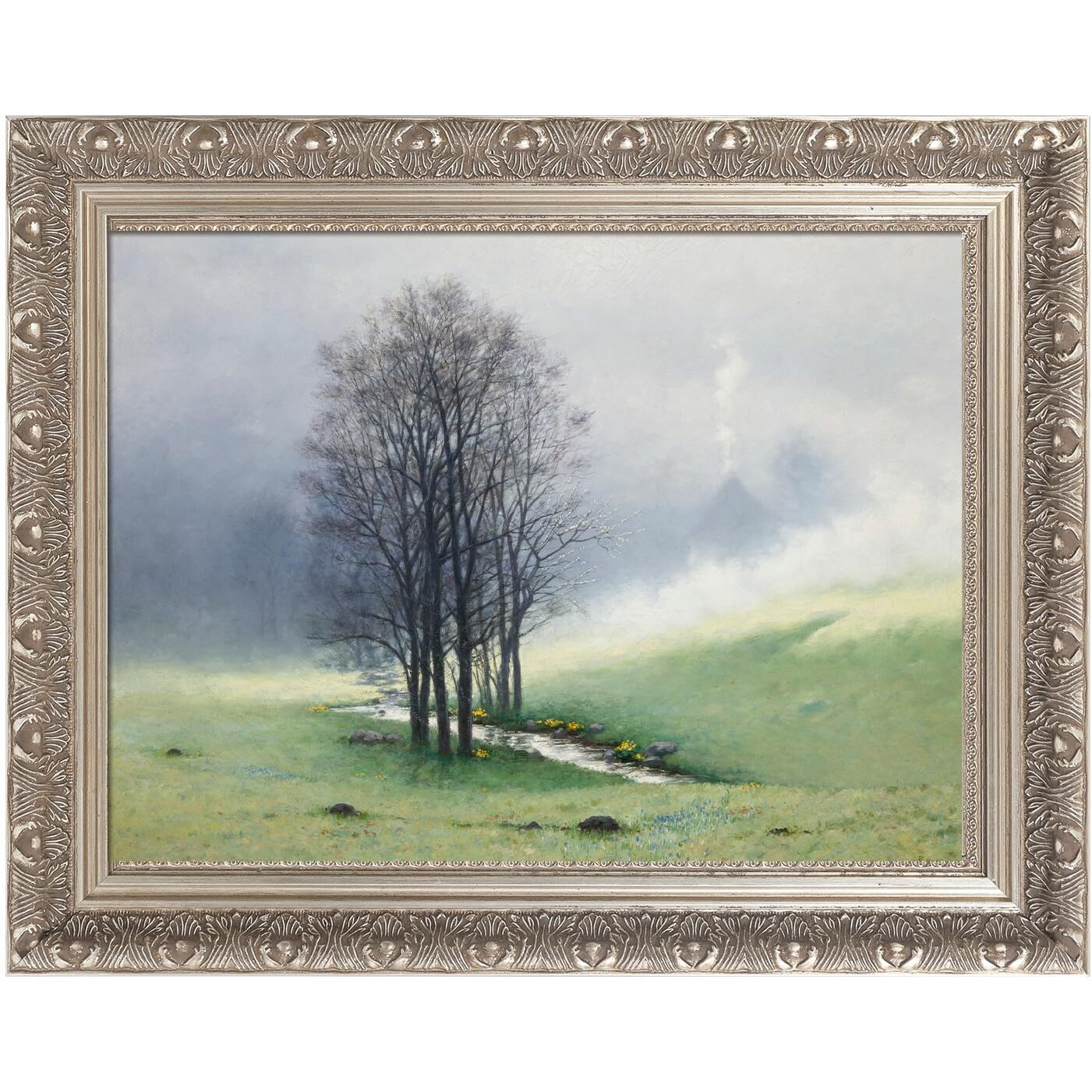 Folkor Open Back Wood Frame For 24X30 Canvas Oil Paintings, 2.4    Wide Silver Ornate Art Frame For Portrait Landscape Abstract Artwork, New Home Wedding Gift (Empty Frame, No Glass Cover&Backboard)
