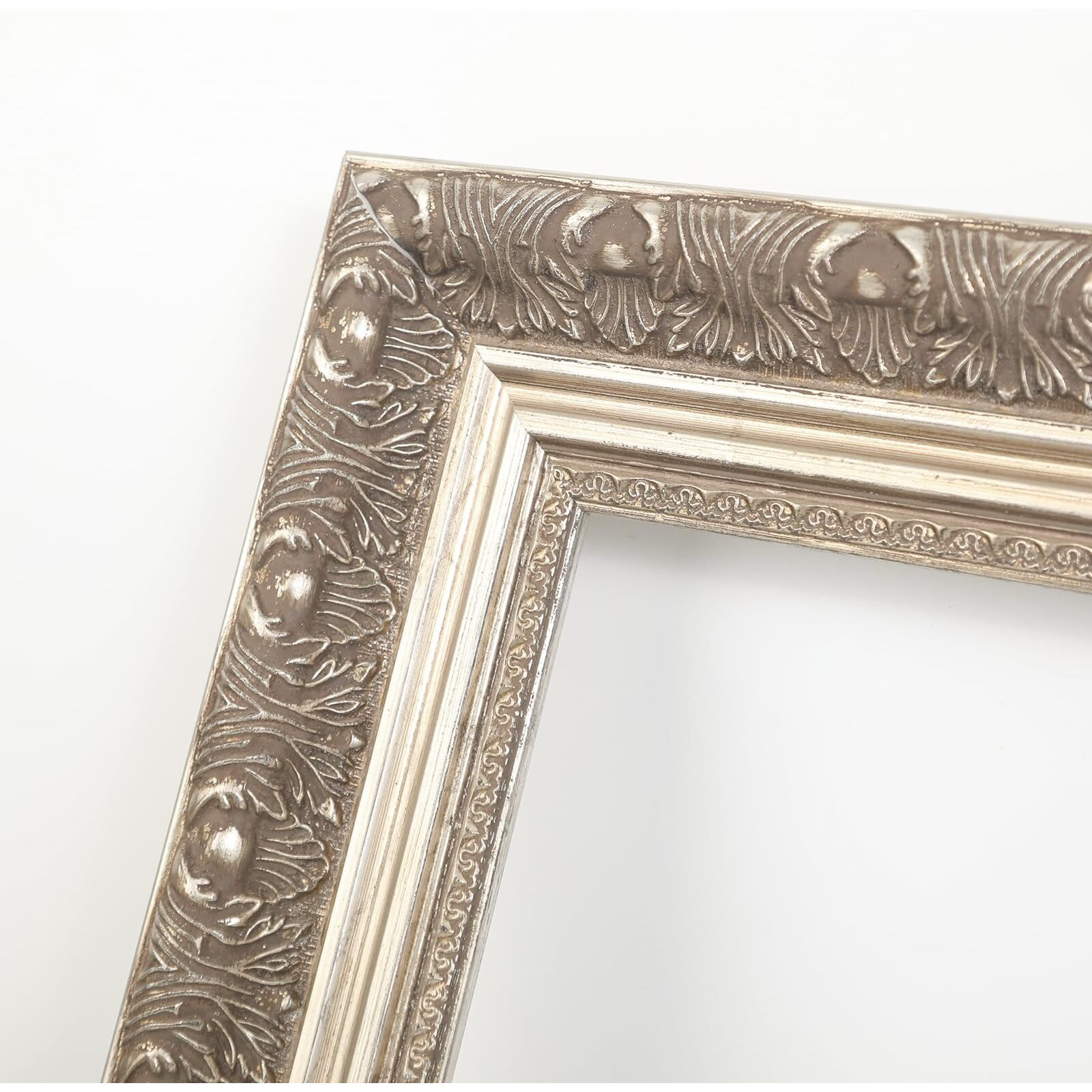 Folkor Open Back Wood Frame For 24X30 Canvas Oil Paintings, 2.4    Wide Silver Ornate Art Frame For Portrait Landscape Abstract Artwork, New Home Wedding Gift (Empty Frame, No Glass Cover&Backboard)