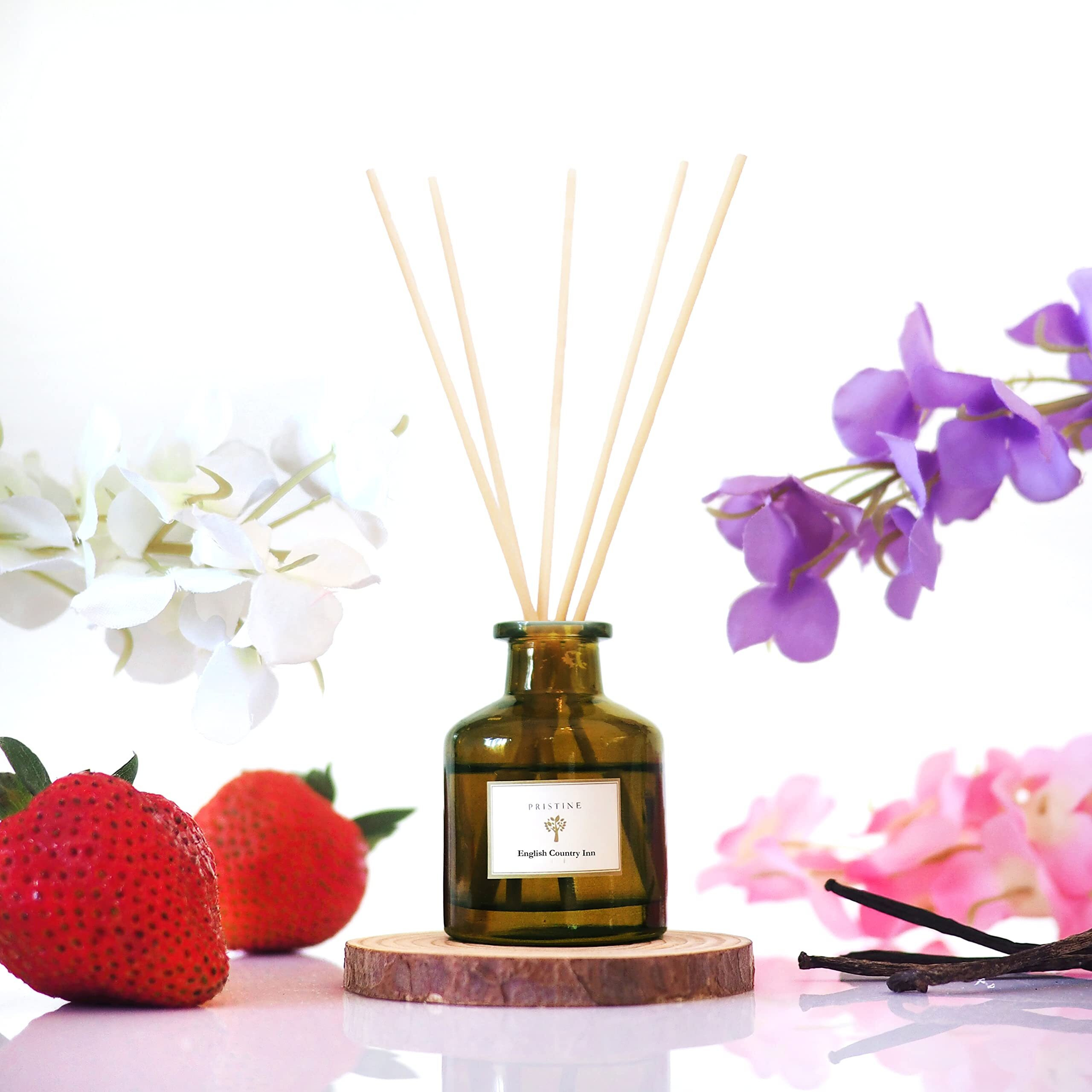 Pristine English Country Inn/Inspired By Ritz Carlton Reed Diffuser For Home | Fresh Blend Of Strawberry, Vanilla, Musk Reed Diffuser Set, Oil & Reed Diffuser Sticks | Home & Office Decor | Fragrance