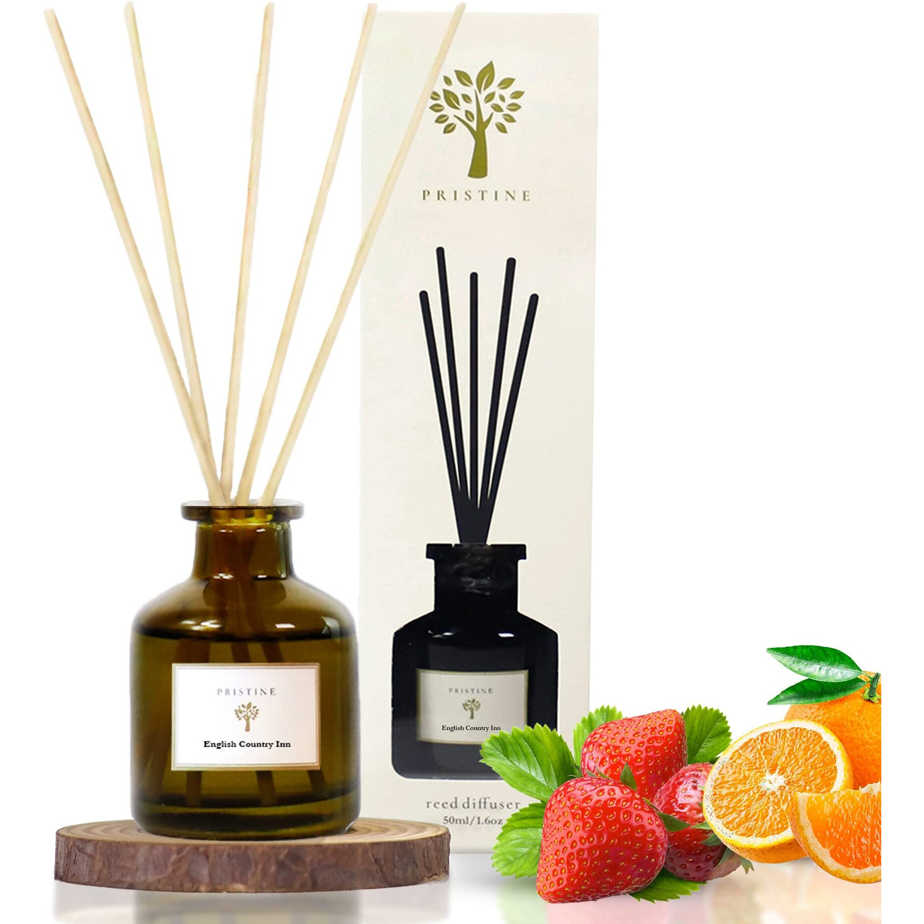 Pristine English Country Inn/Inspired By Ritz Carlton Reed Diffuser For Home | Fresh Blend Of Strawberry, Vanilla, Musk Reed Diffuser Set, Oil & Reed Diffuser Sticks | Home & Office Decor | Fragrance