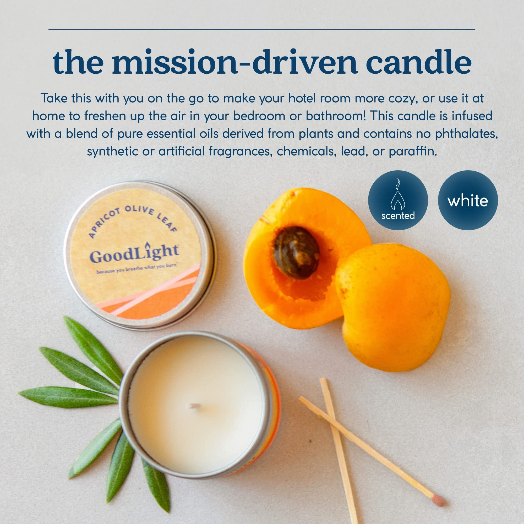 Goodlight Paraffin-Free Scented Candle, Clean Burning Non-Toxic Tin Candles, Lavender Essential Oil Scented Travel Candle 6Oz