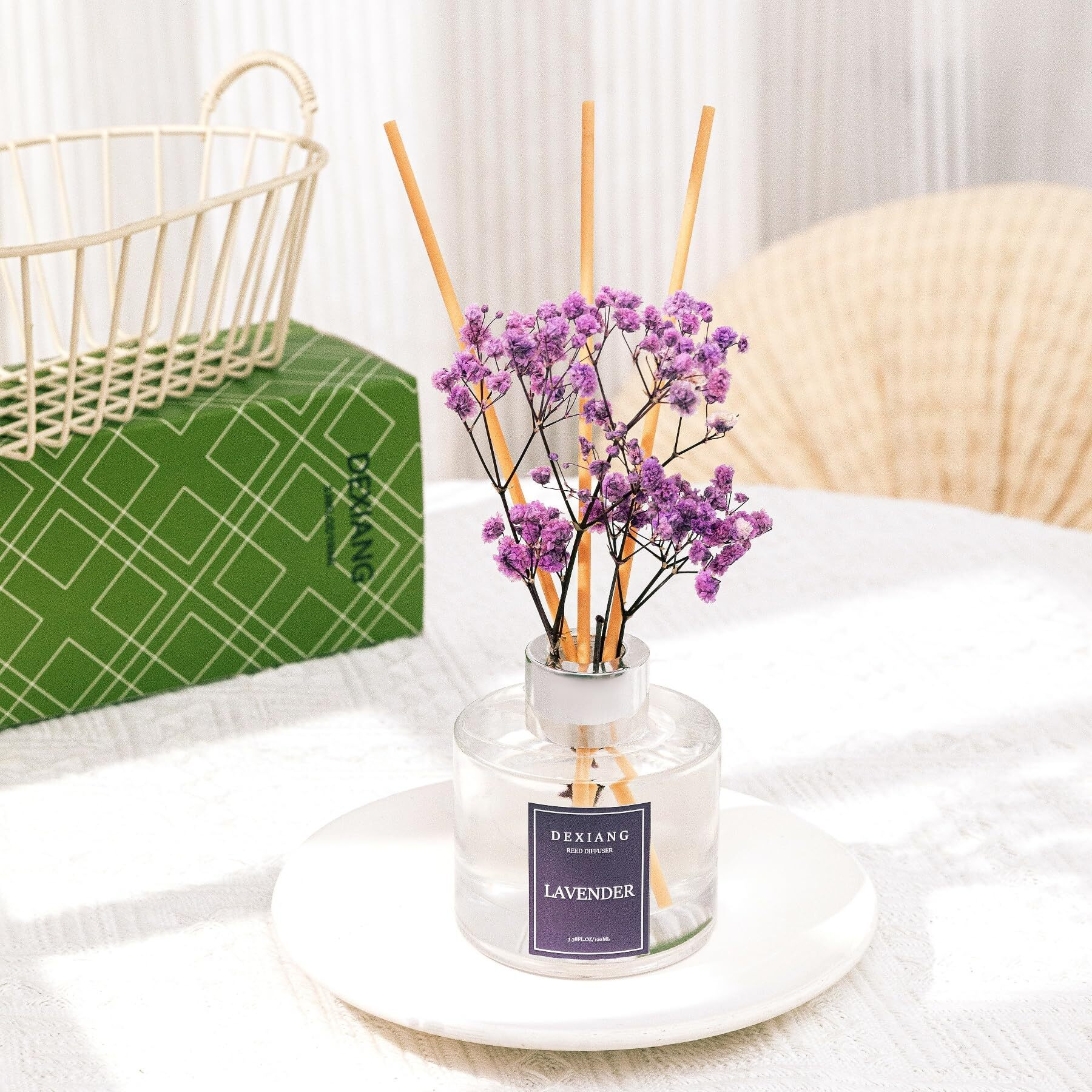 Reed Diffuser 3.38 Oz (100Ml) 2Pcs,Rose/Lavender Scented Reed Diffuser Set,Reed Diffuser & Oil Diffuser Sticks,Home & Kitchen| Home & Bathroom Decor,Fragrance And Gifts