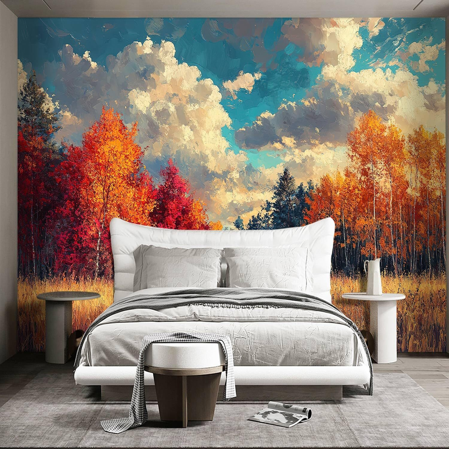 Wxhfm - Oil Painting Landscape Wallpaper Living Room Wall Mural For Bedroom - 137"&quotX96"" (Not Peel And Stick)