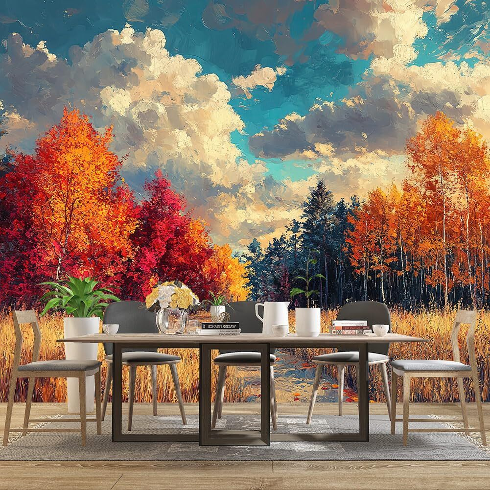 Wxhfm - Oil Painting Landscape Wallpaper Living Room Wall Mural For Bedroom - 137"&quotX96"" (Not Peel And Stick)