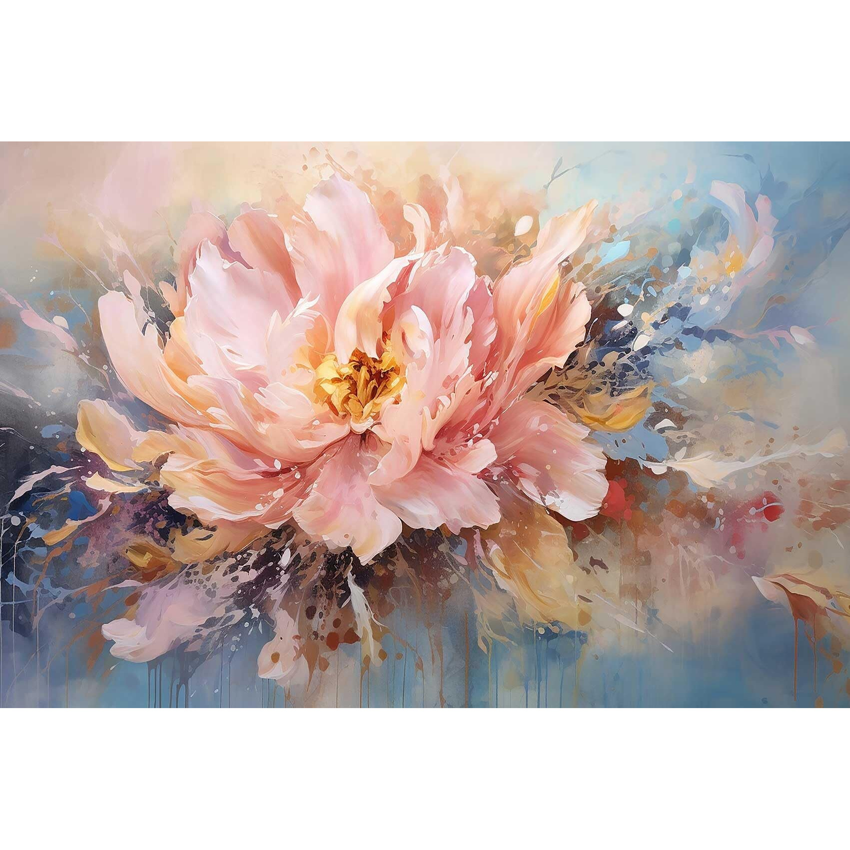 Wmjurel Pink Peony Background Oil Painting Floral Texture Mural, Modern Wallpaper, Large Wall Background Painting(Non-Self-Adhesive)
