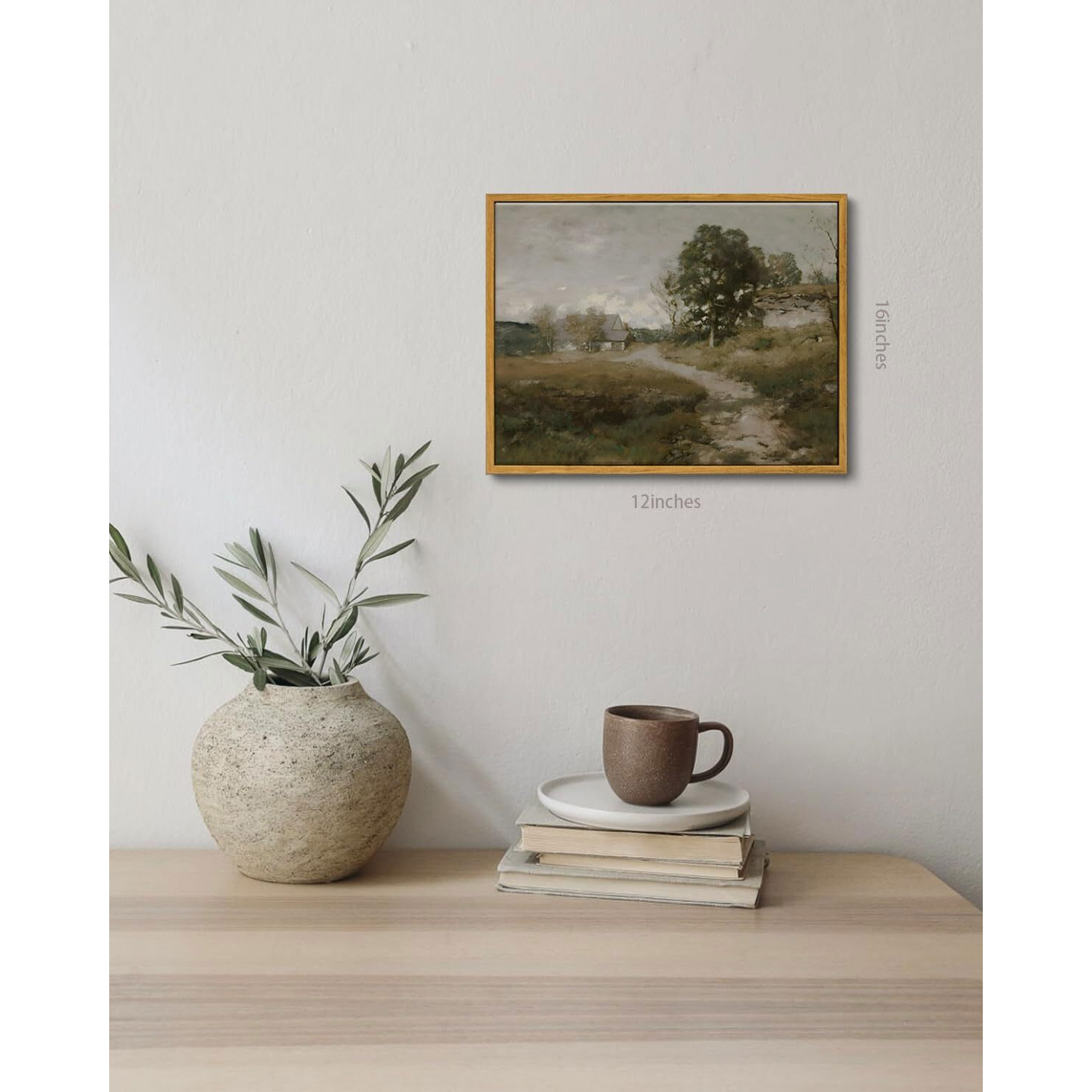 Oiqartoiq Framed Vintage Landscape Wall Art French Country Cottage Natural Scenery Oil Painting Canvas Prints Farmhouse Decor Aesthetic Pictures For Kitchen Bedroom Living Room Bathroom