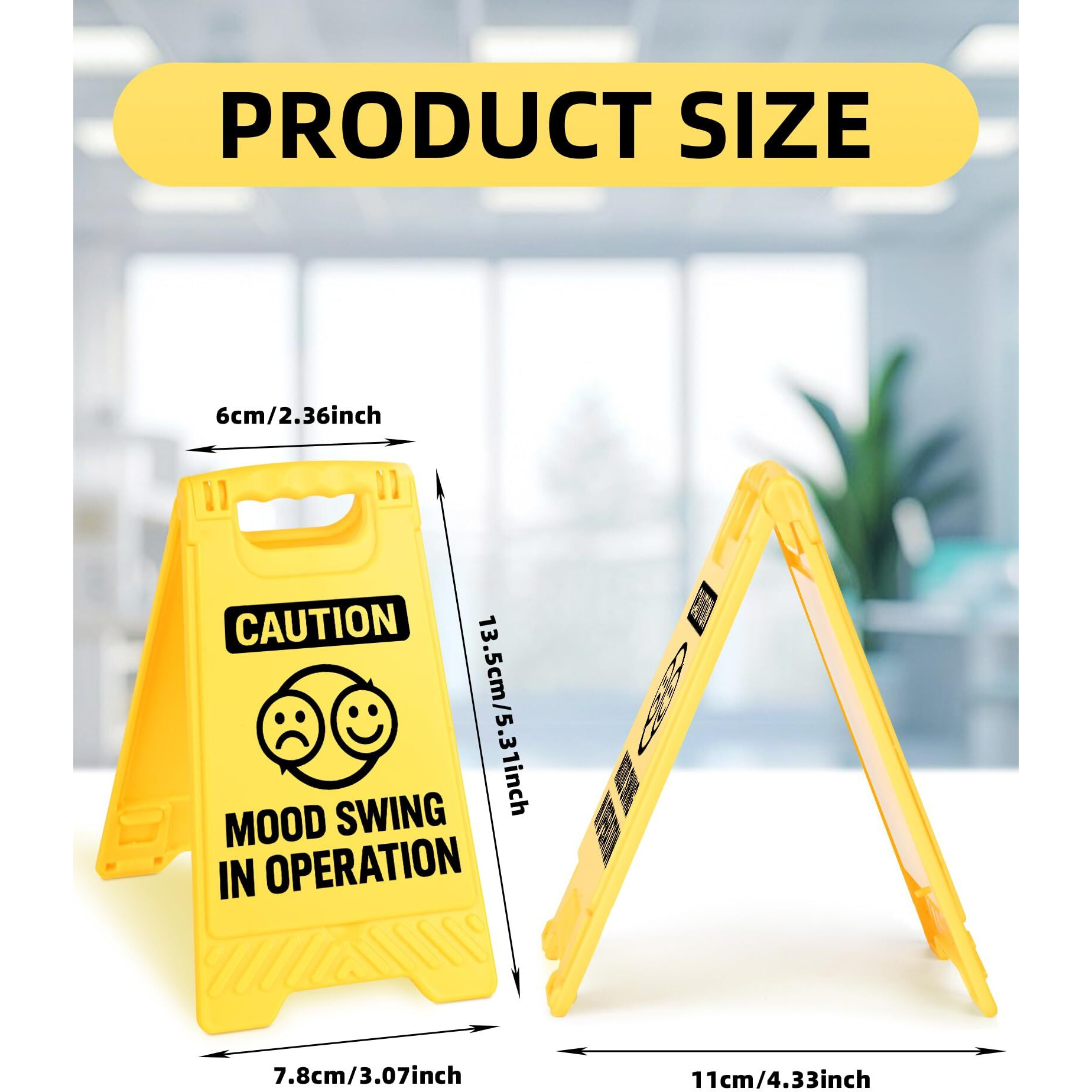 Exuberium Caution Funny Office Desk Decor Sign Gag Gifts For Women Coworkers Caution Mood Swing In Operation Sarcastic Desk Decor Multi-Functional Phone Holder Mirror Table Sign White Elephant Gifts