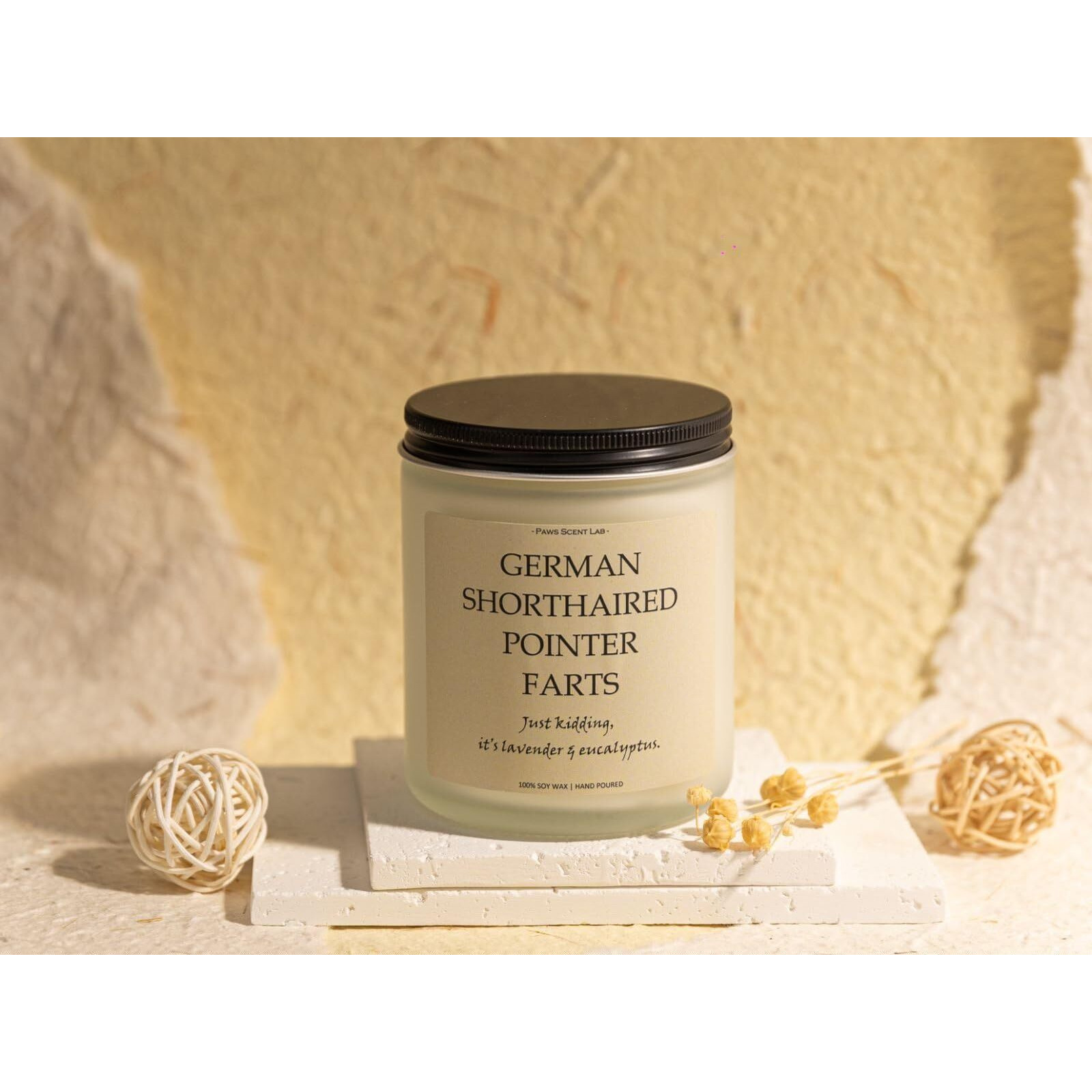 German Shorthaired Pointer Gifts, Gsp Gift, Dog Farts Candle, Dog Mom Gifts For Women - Lavender & Eucalyptus, Crafted By Natural Soy Wax & Natural Essential Oils, 7Oz