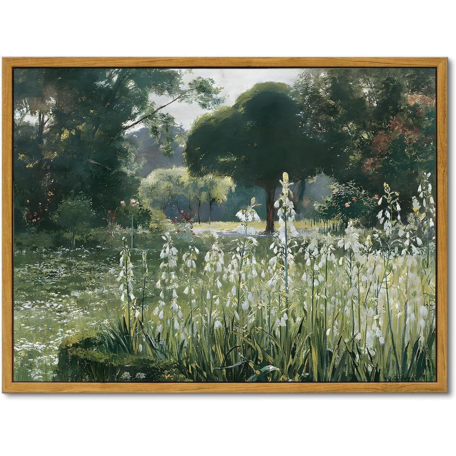 Kbkbart Framed Vintage Meadow With Flowers Oil Painting, Classical Canvas Art For Bedroom & Living Room, Bathroom Wall Decor, Gallery, Gifts (12X16)