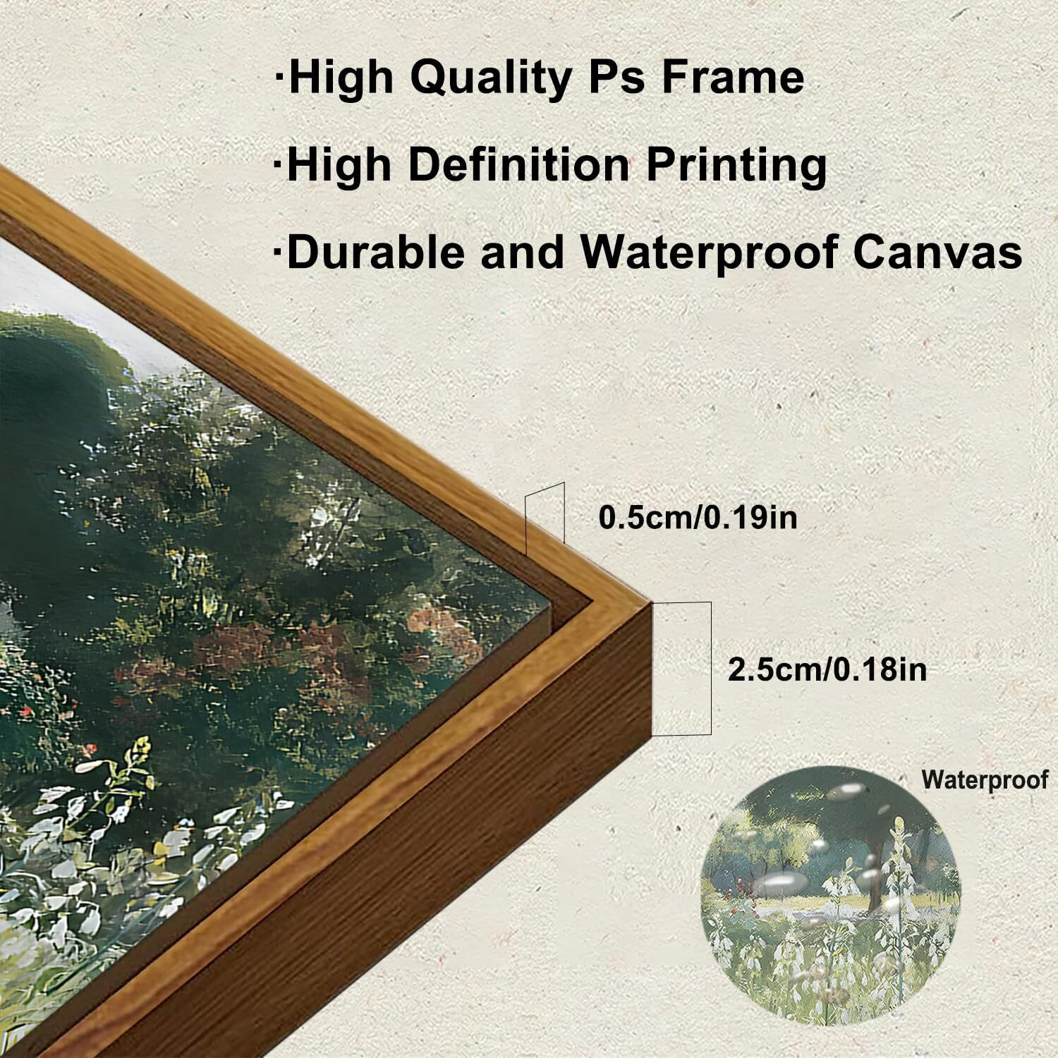 Kbkbart Framed Vintage Meadow With Flowers Oil Painting, Classical Canvas Art For Bedroom & Living Room, Bathroom Wall Decor, Gallery, Gifts (12X16)