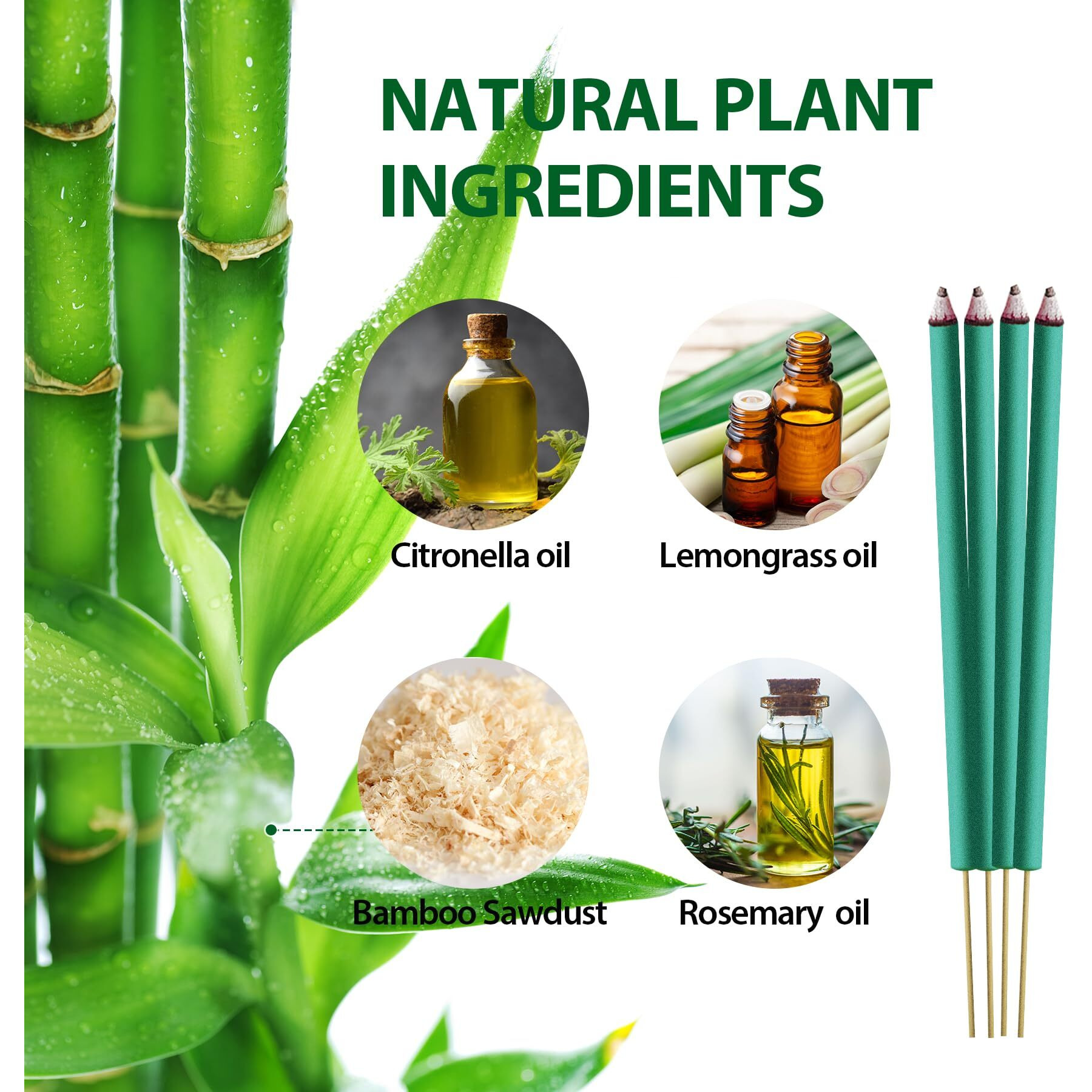 Kickoutor Mosquito Repellent Outdoor Patio 24 Pcs Natural Citronella Incense Sticks Deet Free Lemongrass Oil Gnat Mosquito Control For Indoor Backyard Travel Camping