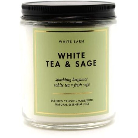 Bath & Body Works, White Barn 1-Wick Candle W/Essential Oils - 7 Oz - New Core Scents (White Tea & Sage)