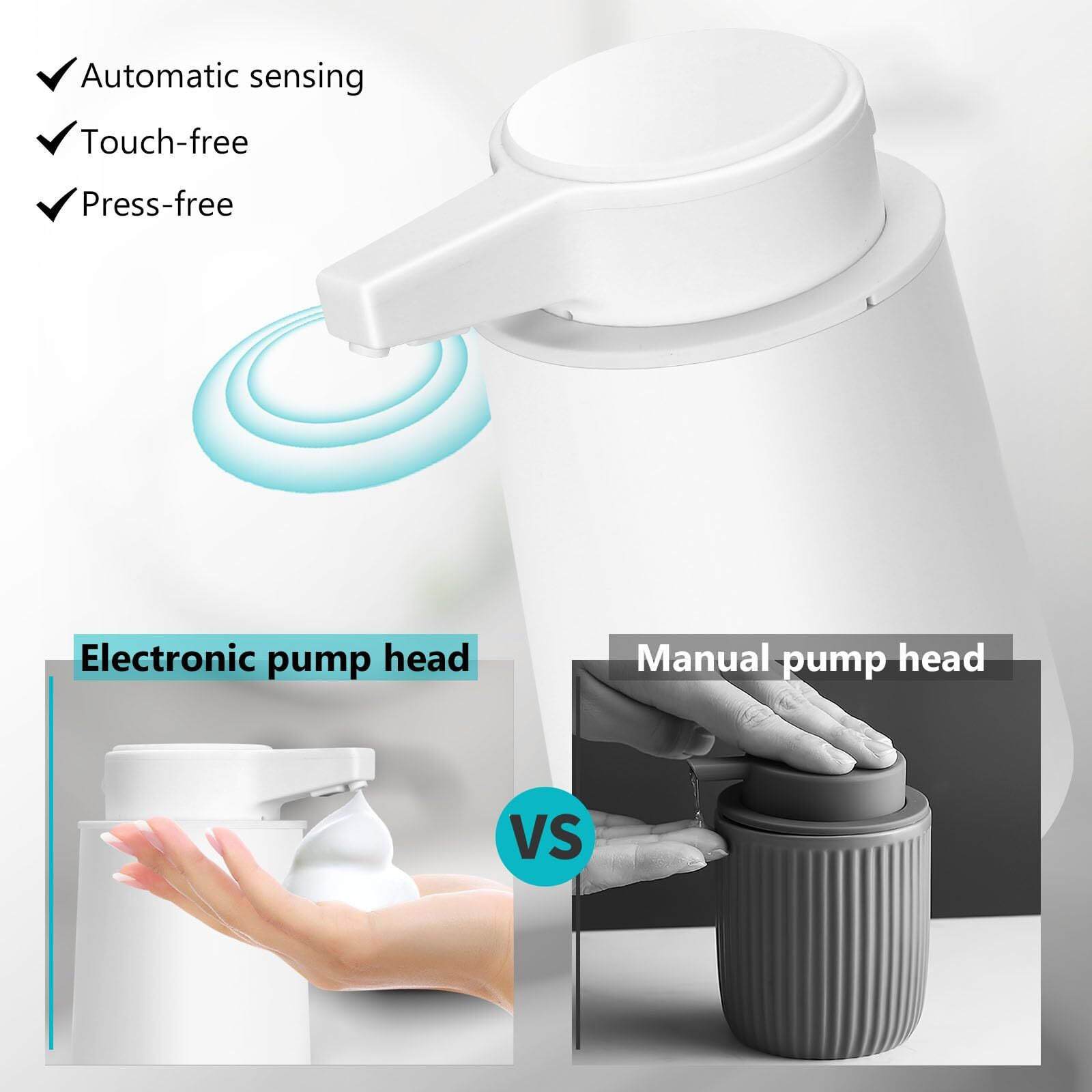 Automatic Soap Dispenser Foaming Touchless 9Oz Plastic White Modern Rechargeable Electric Auto Foam Soap Dispenser - Bathroom Kitchen Hand Dish Lotion