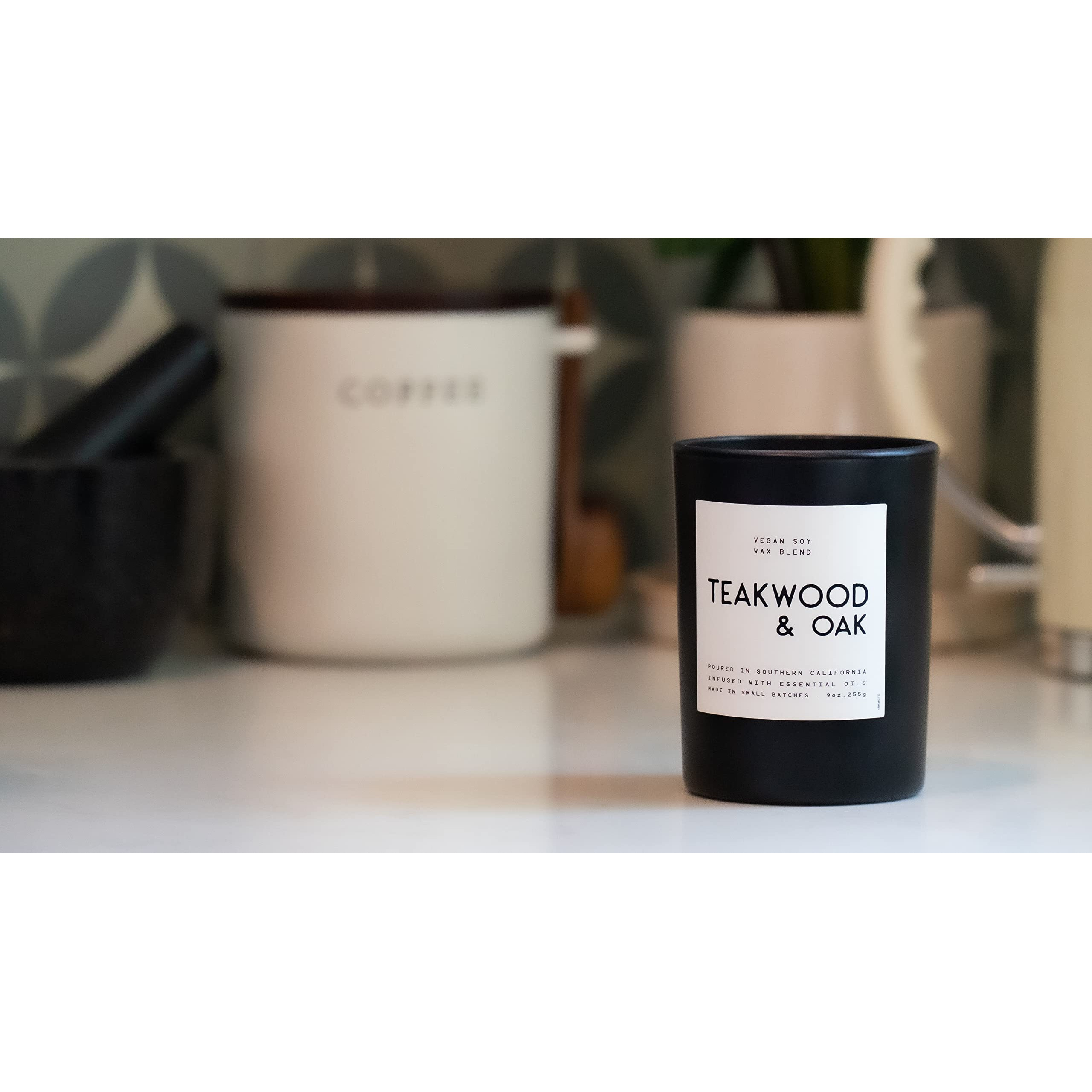 Leoben Co | Masculine Aromas | Small Batch | Soy Wax | 40 Hours | Scented Mens Candles With Natural Essential Oils | Vegan (Teakwood & Oak)