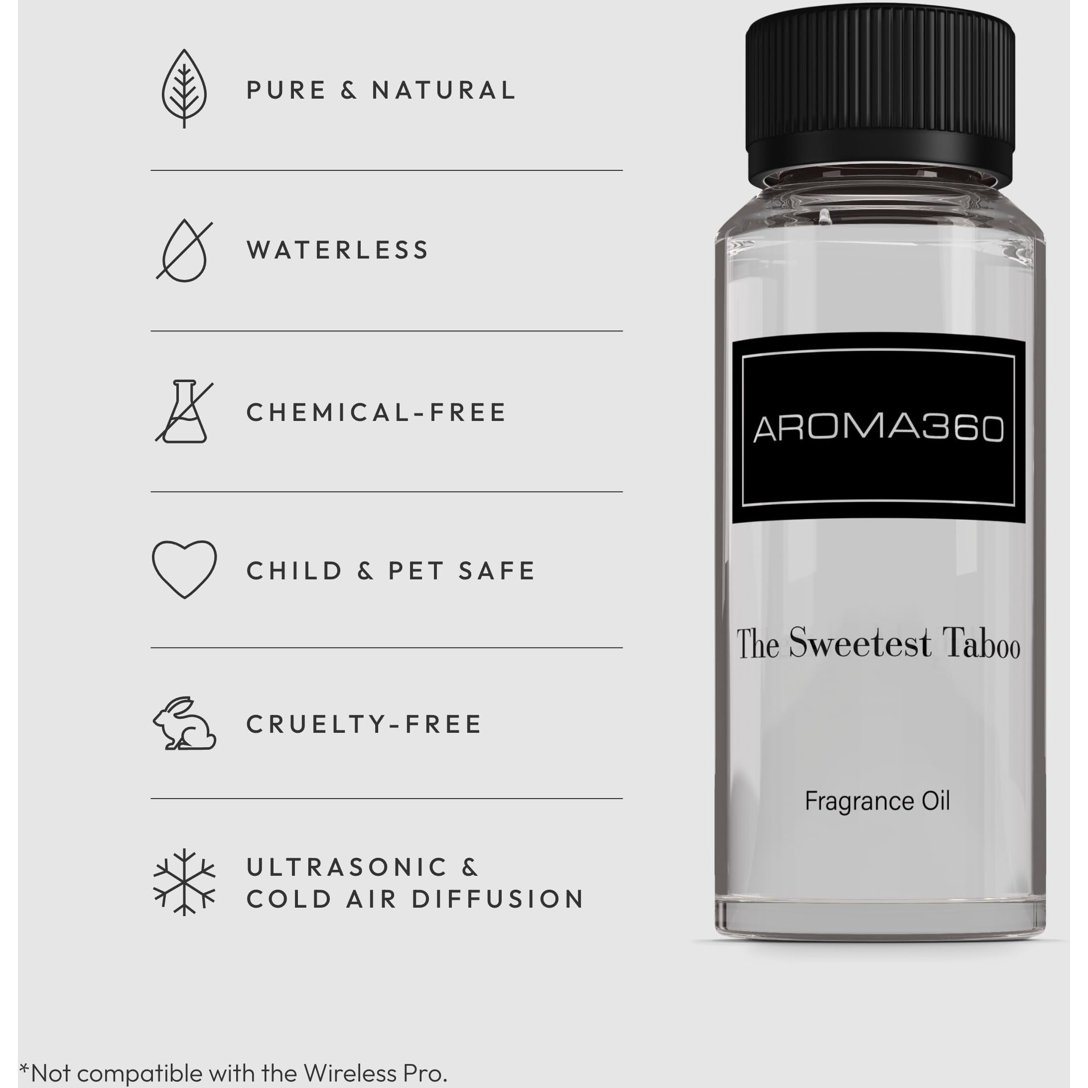 Aroma360 - The Sweetest Taboo Fragrance Oil Scent - Luxury Aromatherapy Scent Diffuser Oil - Hints Of Lemon Crme, Pomegranates, & Raspberries - For Essential Oil Diffusers - For Home & Office - 120Ml