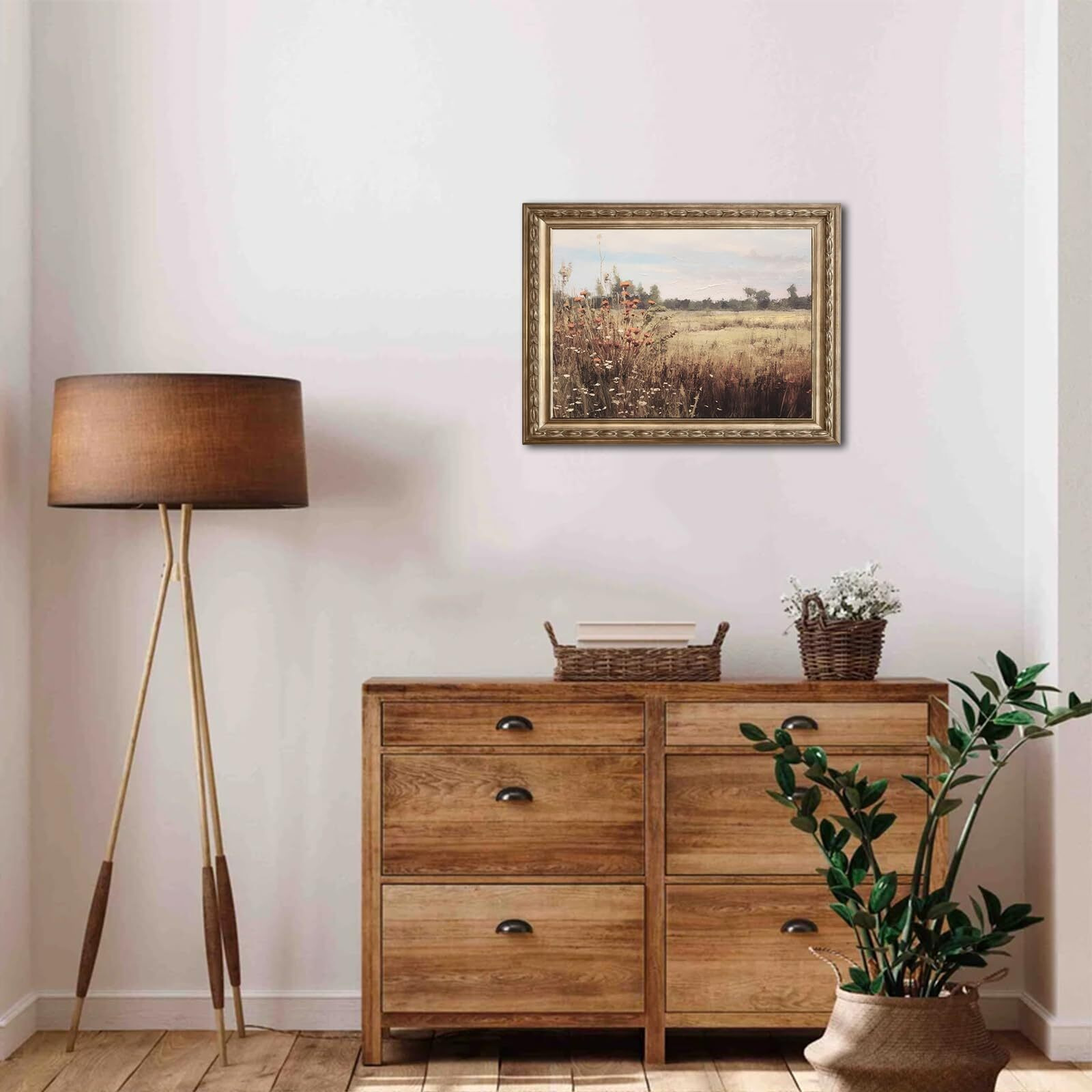 Uniro Vintage Wildflowers Wall Art For Bedroom Decor, Rustic Farmhouse Wall Decor Autumn Countryside Wall Painting Canvas Prints Landscape Oil Painting Fall Wall Decor Vintage Art Pictures For Bedroom Bathroom Kitchen Decor( 8"" X 10""-Unframed)