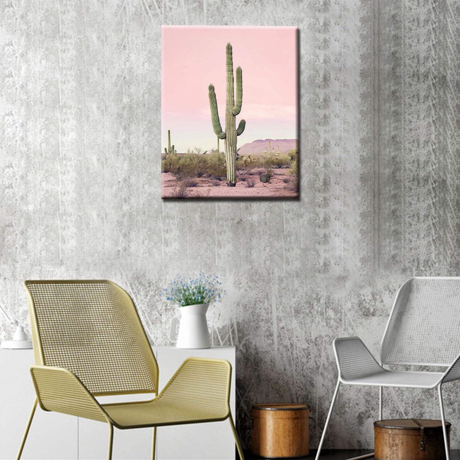 Tucocoo Saguaro Cactus Paint By Number For Adults, Pink Sky Easy Diy Oil Painting Kits On Canvas With Brushes And Acrylic Pigment, Arizona Desert Landscape Picture For Home Decor 16X20 Inch Frameless