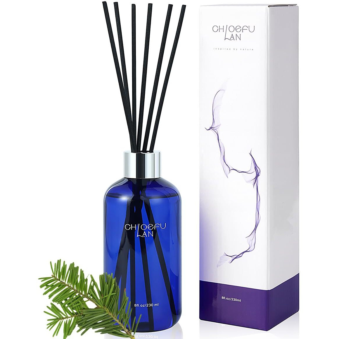 Chloefu Lan Balsam & Fir Re  D Diffuser, 8.1 Oz Natural Essential Scented Oil With Diffuser Sticks,Air Fresheners For Home, Christmas Bathroom Decor