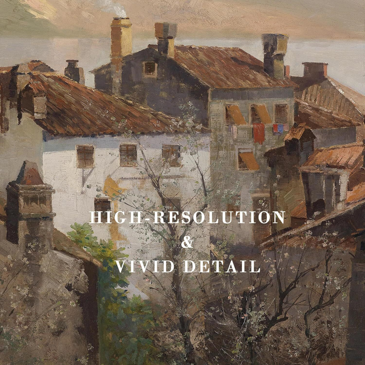Kizbok Vintage Wall Art - Retro Rustic European Cityscape Canvas Oil Painting For Vintage Room Decor, Cozy Bedroom & Bathroom Decor (8"" X 10"" - Unframed)