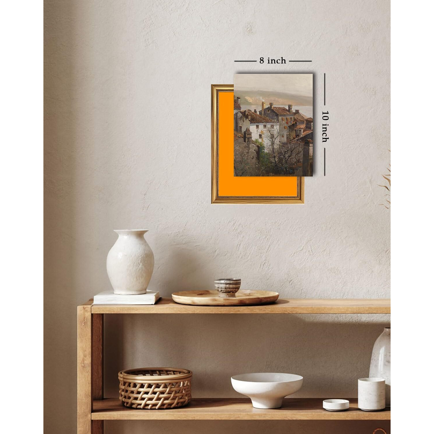 Kizbok Vintage Wall Art - Retro Rustic European Cityscape Canvas Oil Painting For Vintage Room Decor, Cozy Bedroom & Bathroom Decor (8"" X 10"" - Unframed)