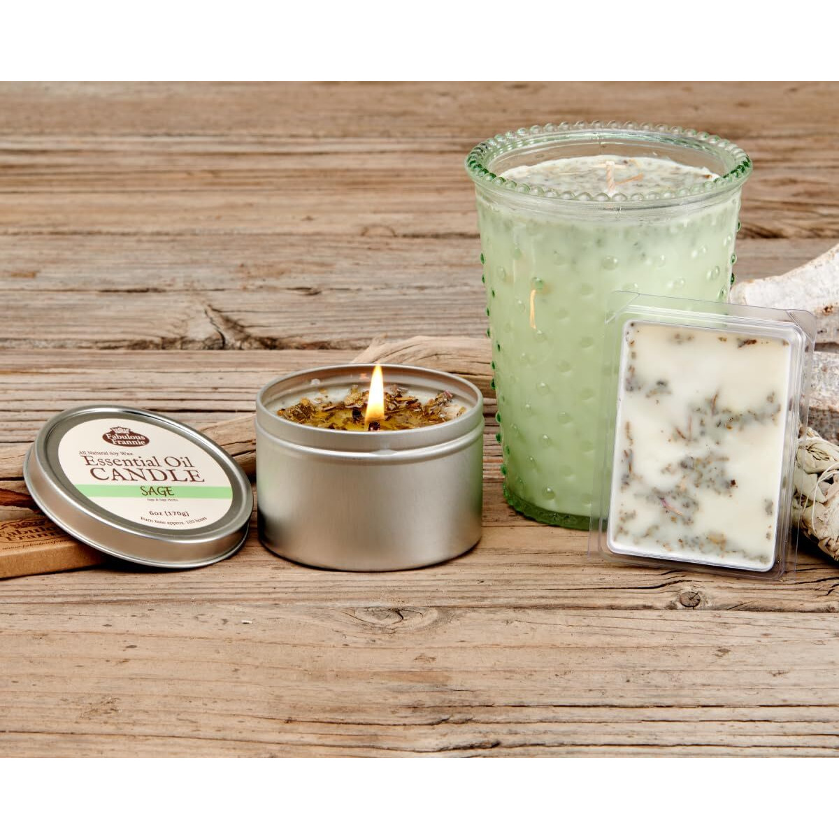 Fabulous Frannie Sage Pure & Natural Soy Candle Meltie/Tart/Melts Made With Pure Essential Oils 2.5Oz