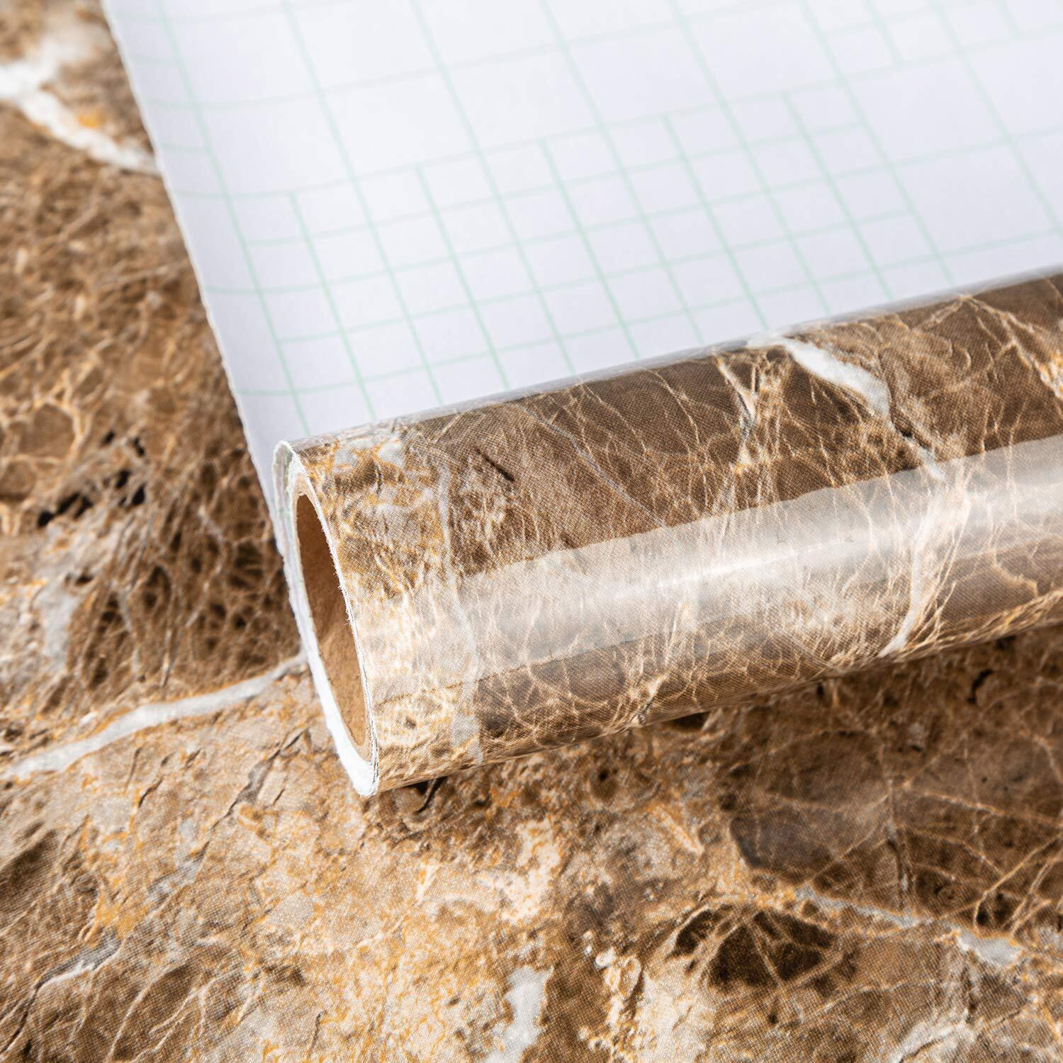 Brown Granite Wallpaper Peel Stick Matte Thick Marble Contact Paper For Countertop 16 X 354 Inch Waterproof Oil Proof Self Adhesive Furniture Stickers Kitchen Counter Shelf Liner Wall Vinyl Decorative