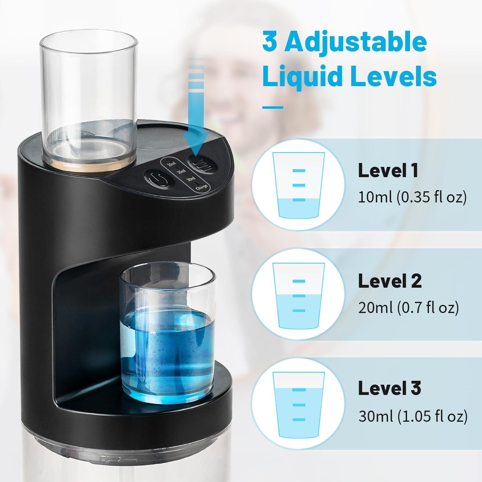 Automatic Mouthwash Dispenser, 19.35Oz Touchless Electric Wall-Mounted & Countertop, Rechargeable Mouth Wash Dispensers For Bathroom With Magnetic Cups For Kids & Adults, Black