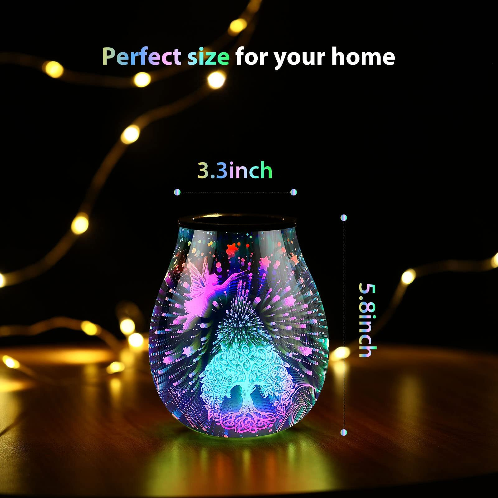 Inrorans Fairy Wish Tree Electric Oil Warmer Led Colorful 3D Glass Wax Melt Burner Fragrance Melter For Home Office Bedroom Living Room Gifts & Decor